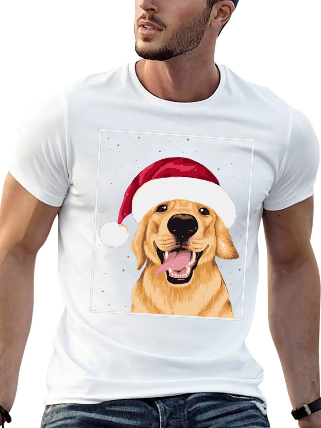 Dog with Santa Hat Graphic Tee