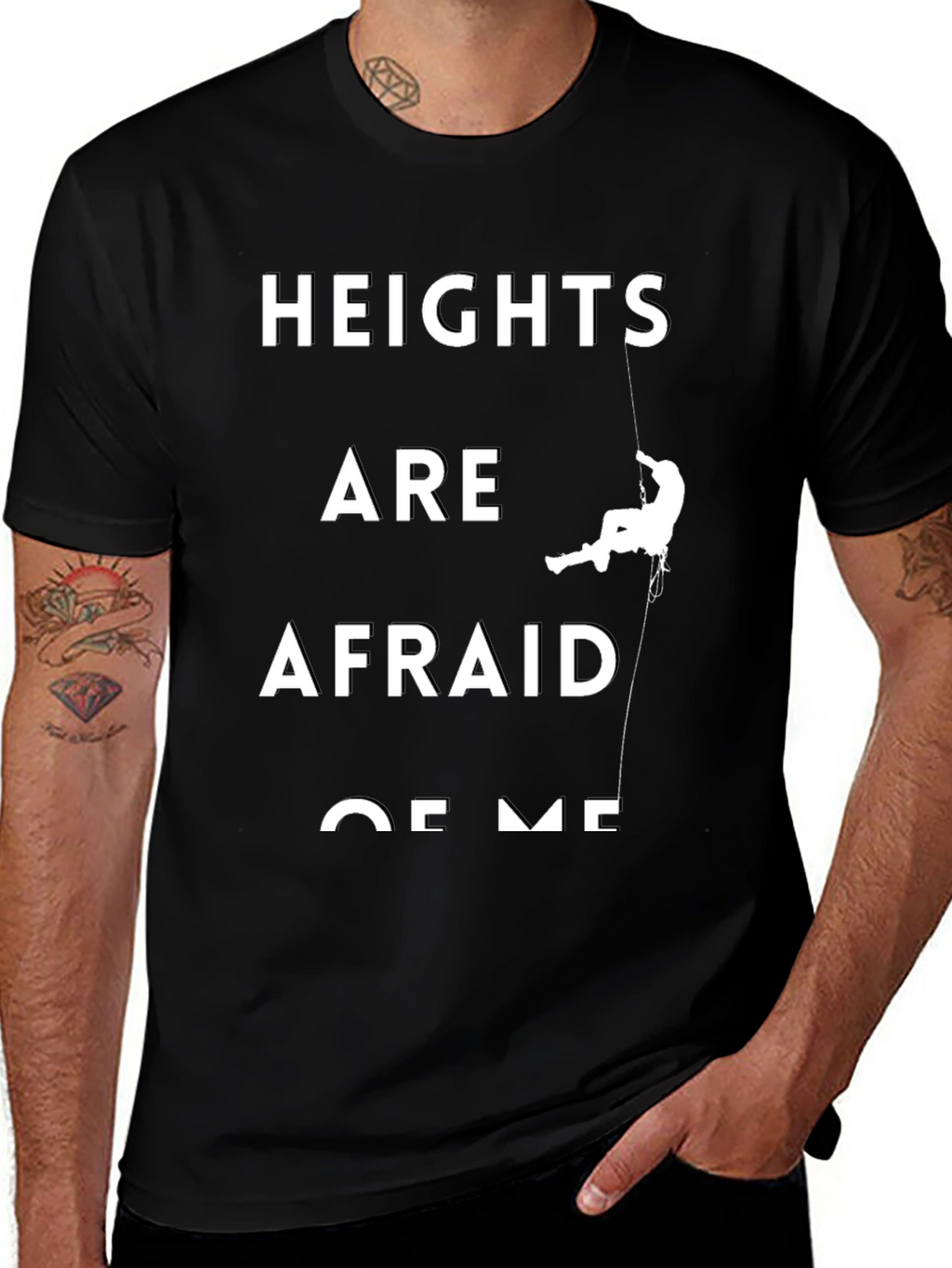 Heights Are Afraid Of Me Black T-Shirt