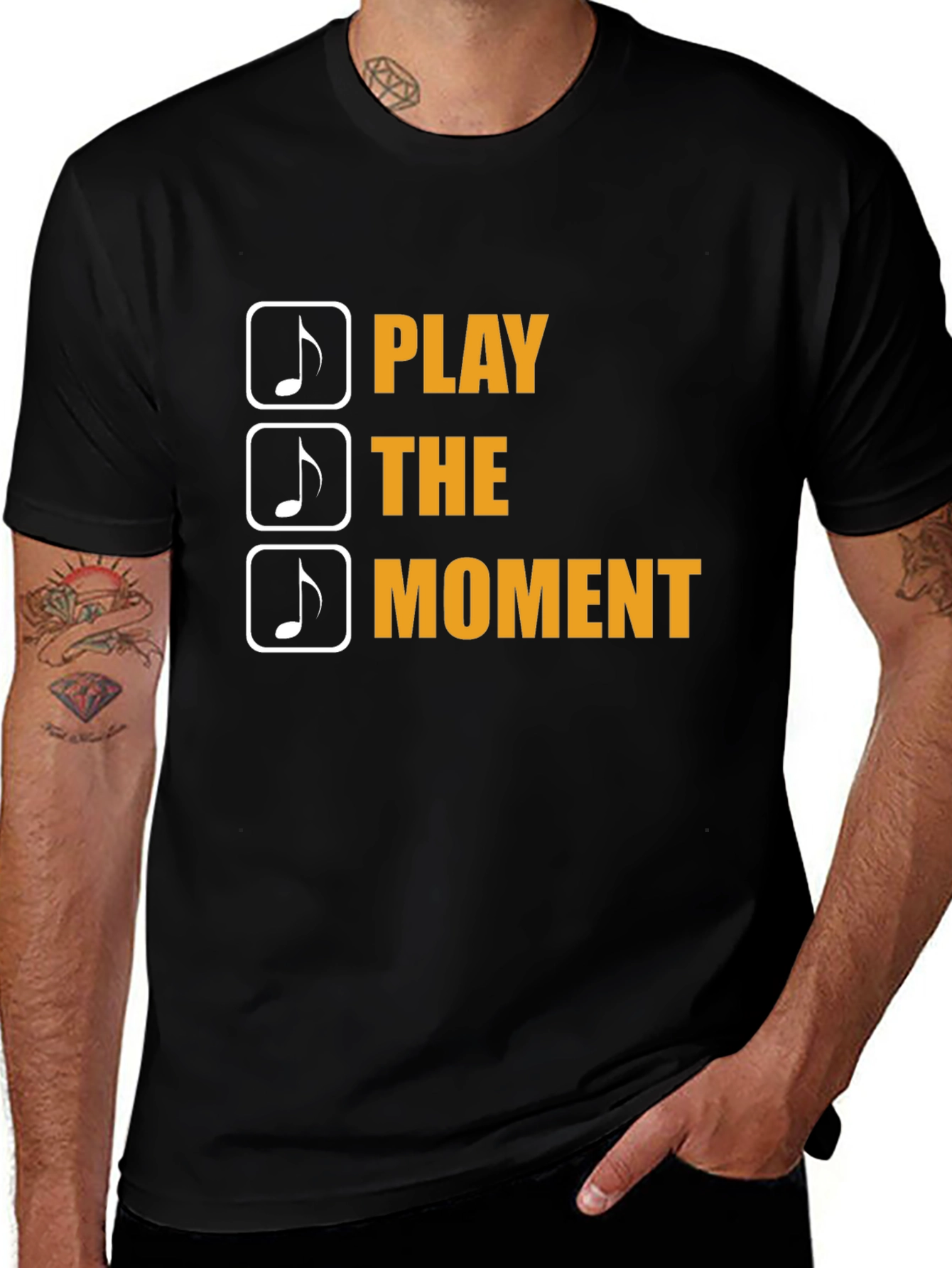 Play the Moment Graphic Tee - Musicians Black Cotton T-Shirt