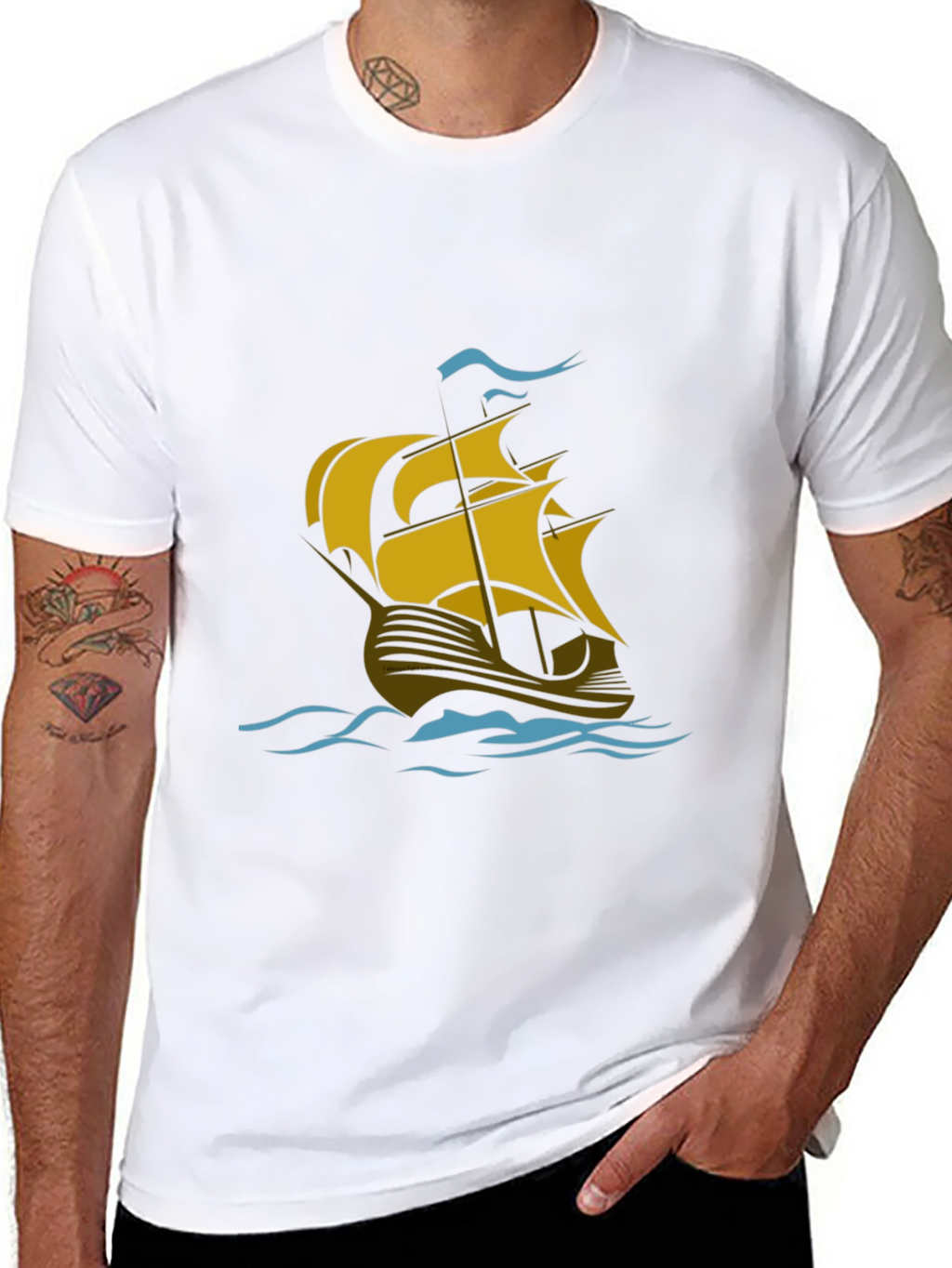 Nautical Sailboat Graphic T-Shirt - Black