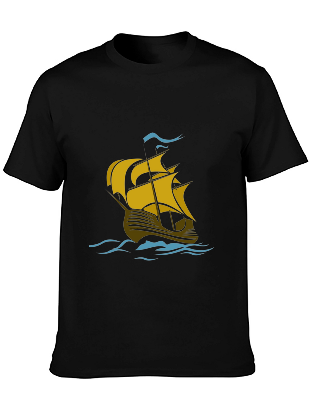 Nautical Sailboat Graphic T-Shirt - Black