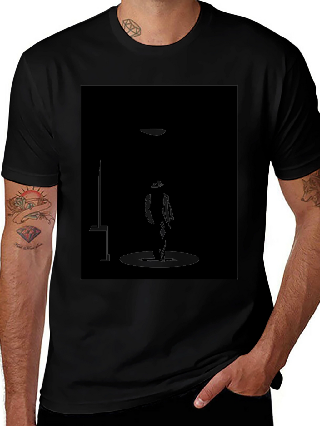 Silhouette Spotlight Graphic Black T-Shirt