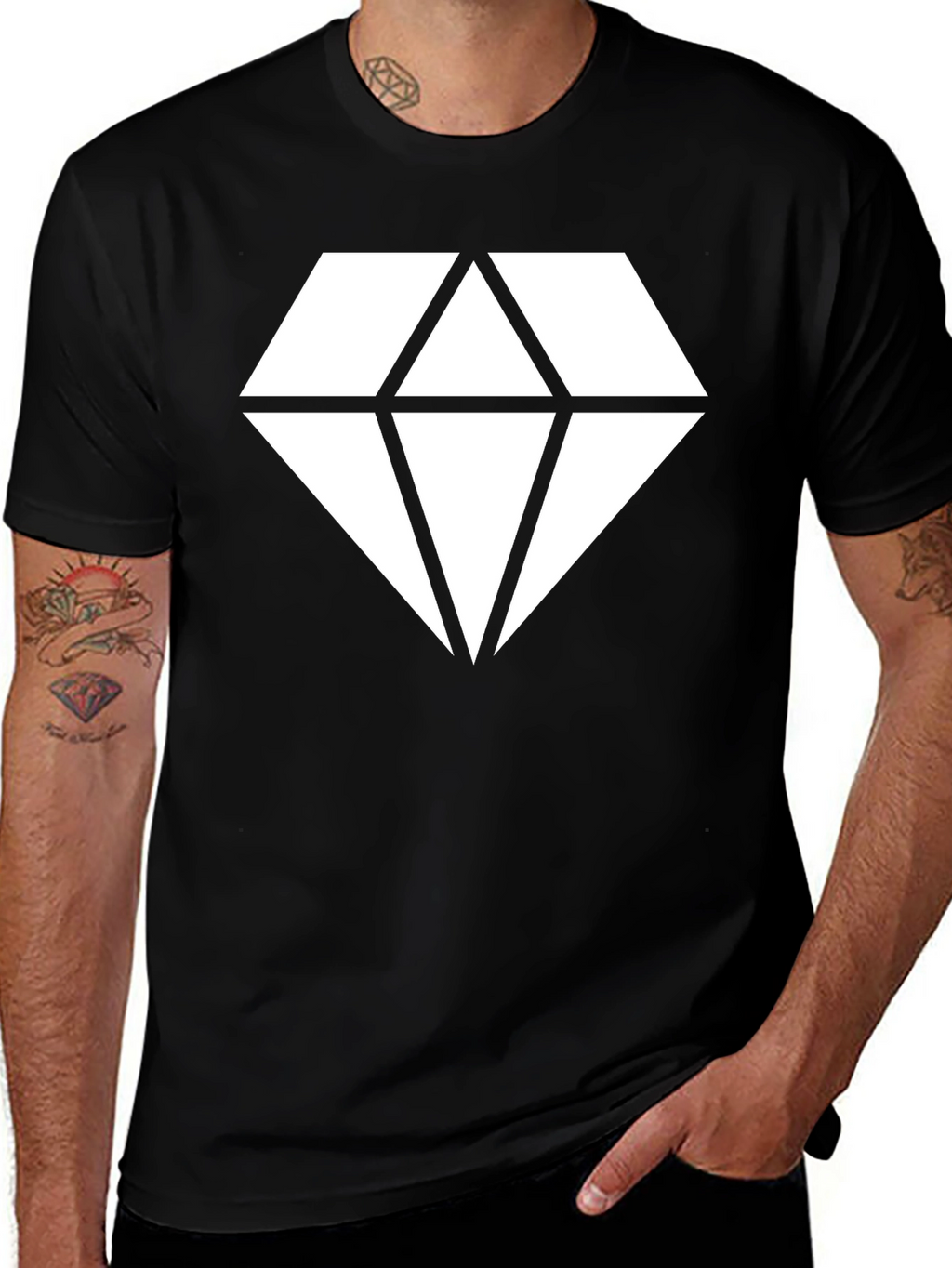 Black T-Shirt with Geometric Diamond Graphic
