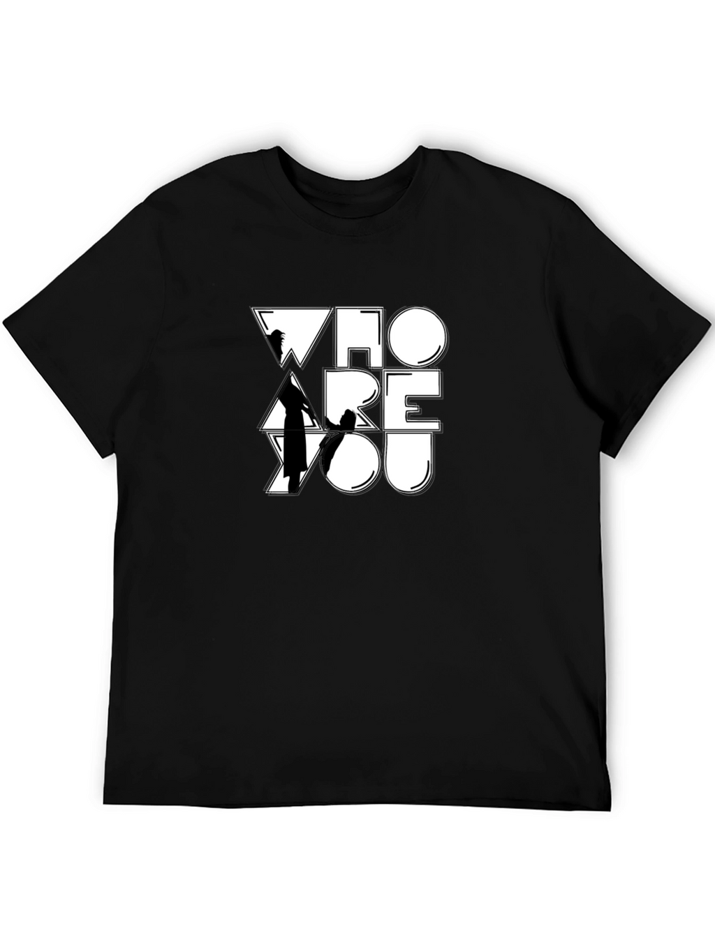 Who Are You Graphic Print Black T-Shirt