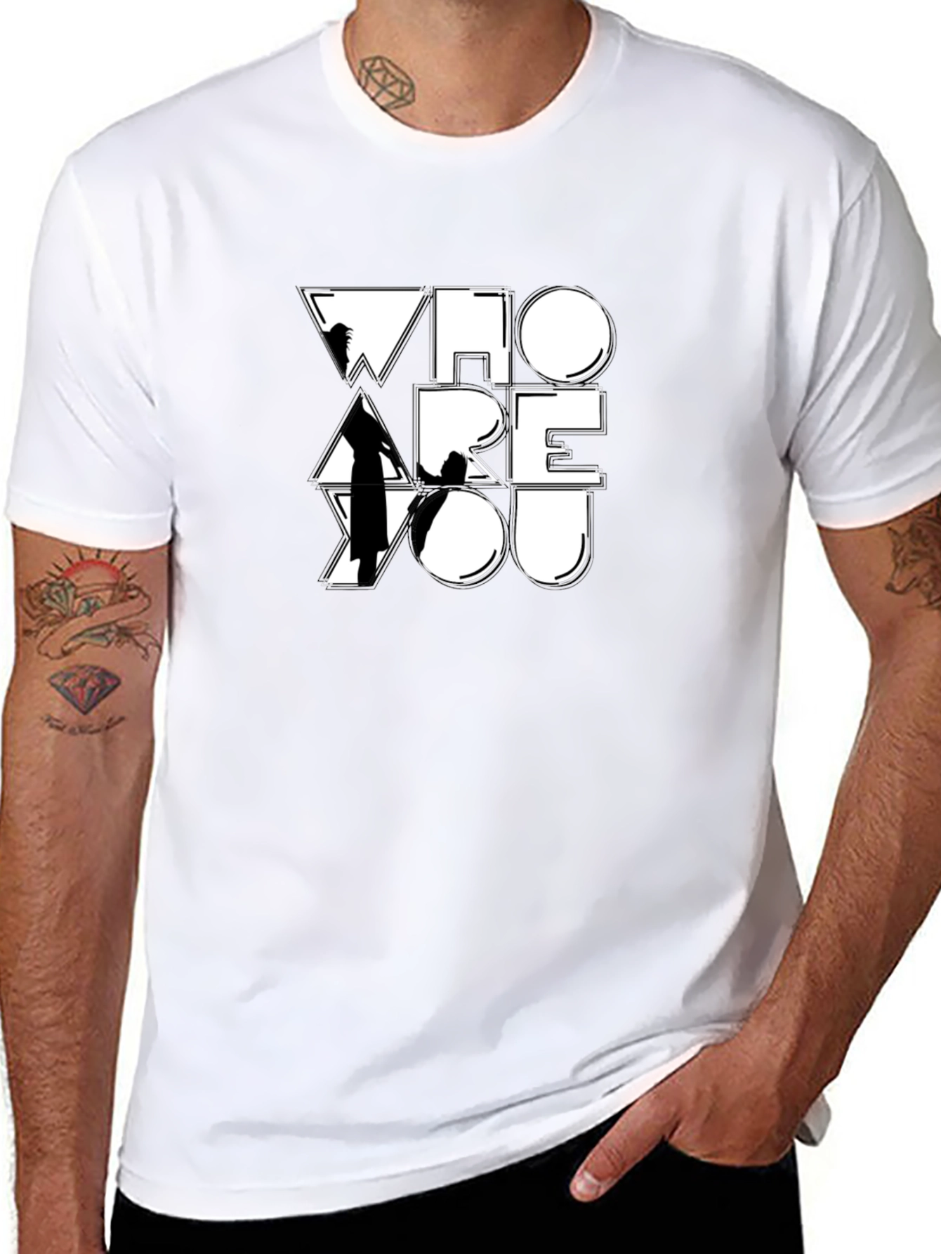 Who Are You Graphic Print Black T-Shirt