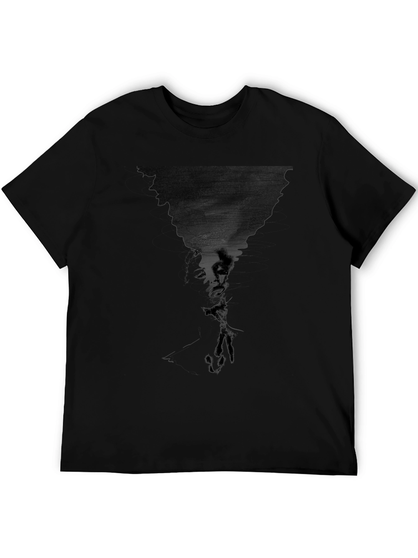 Abstract Face Print Black T-Shirt