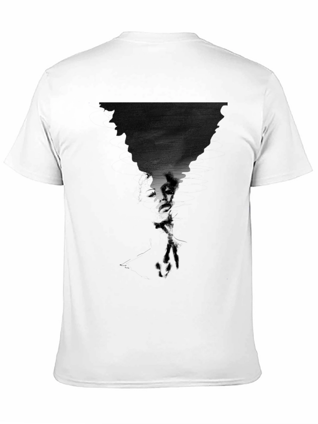 Abstract Face Print Black T-Shirt