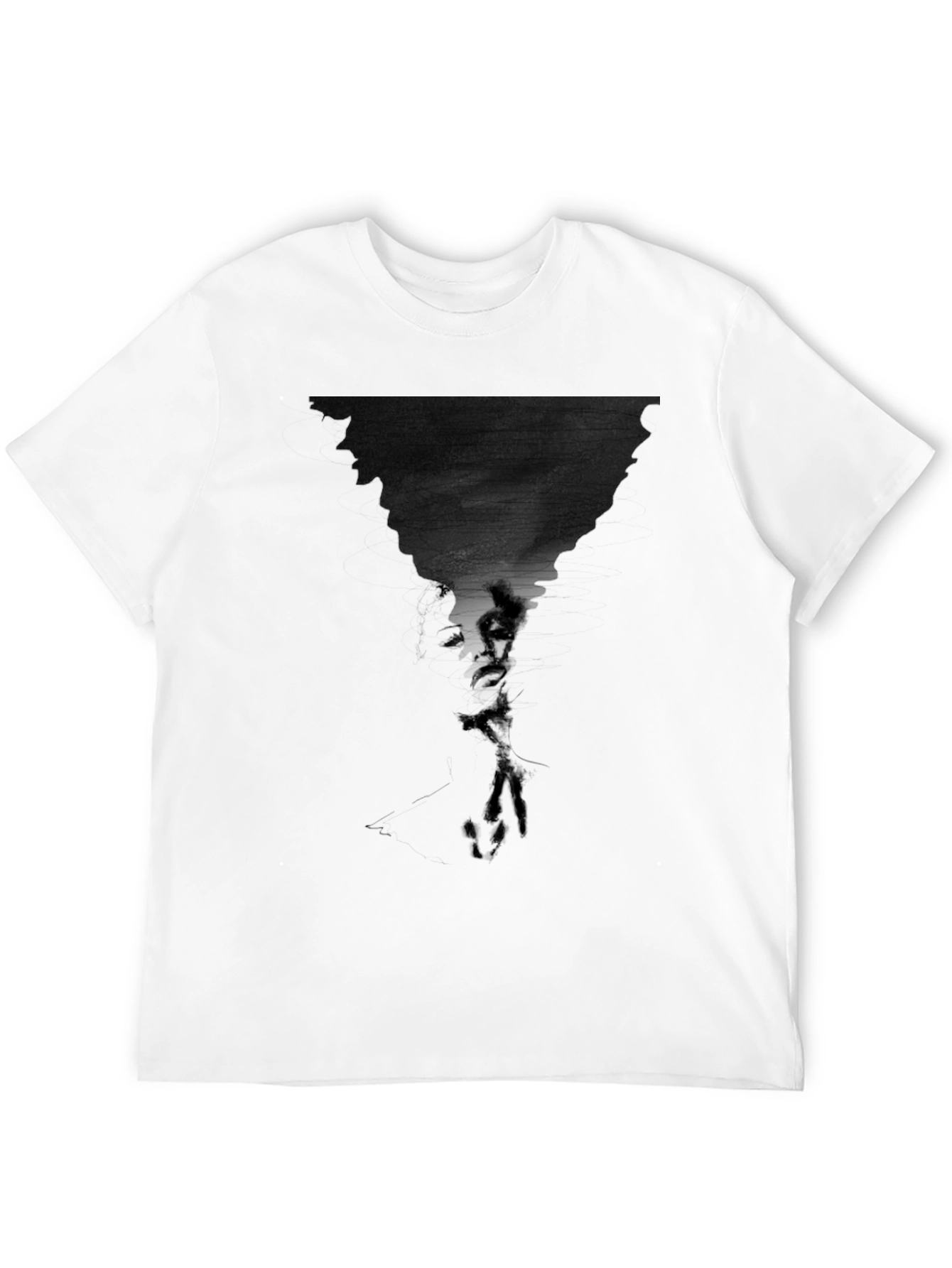 Abstract Face Print Black T-Shirt