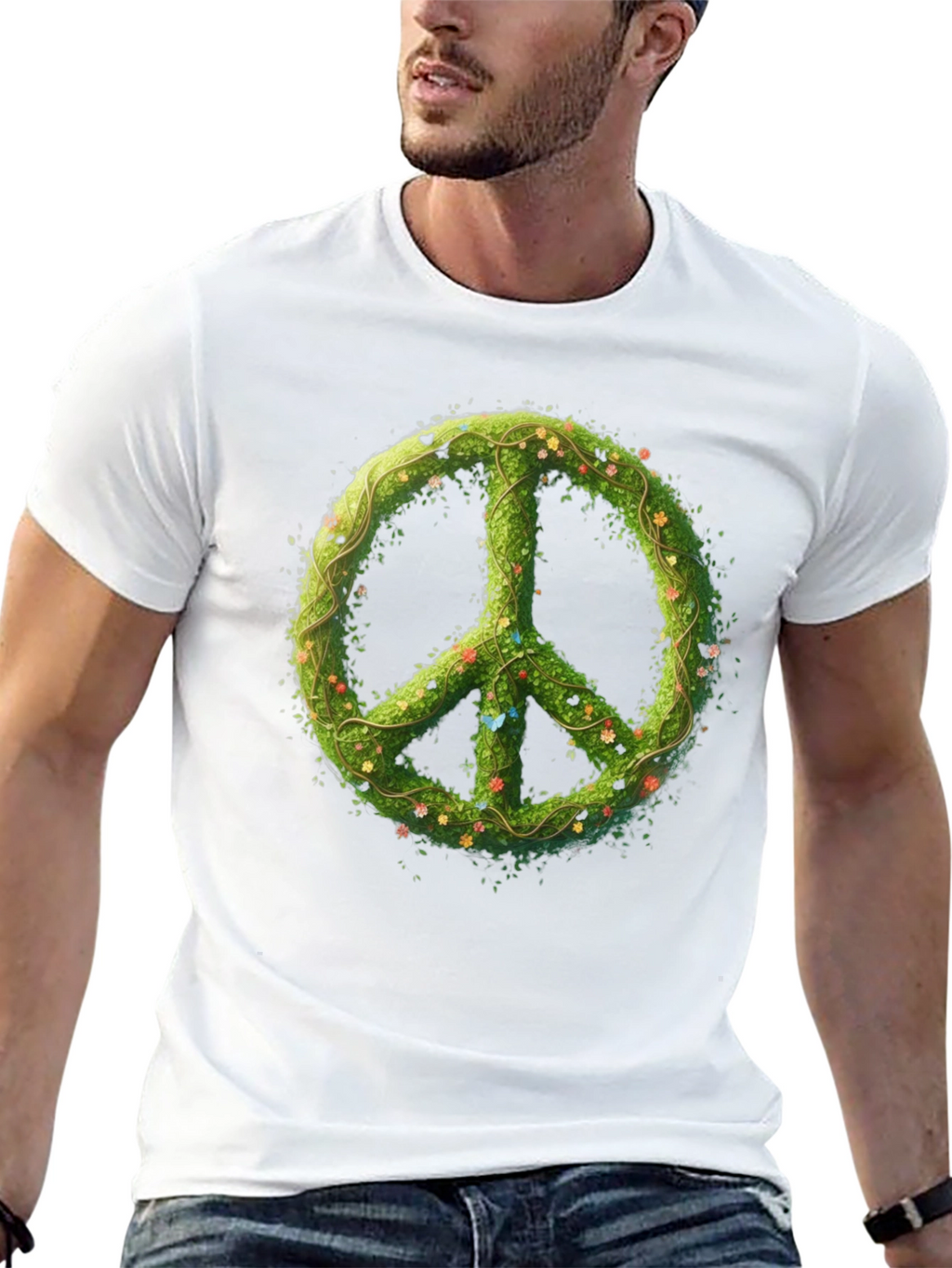 Nature Peace Sign Black Graphic Tee