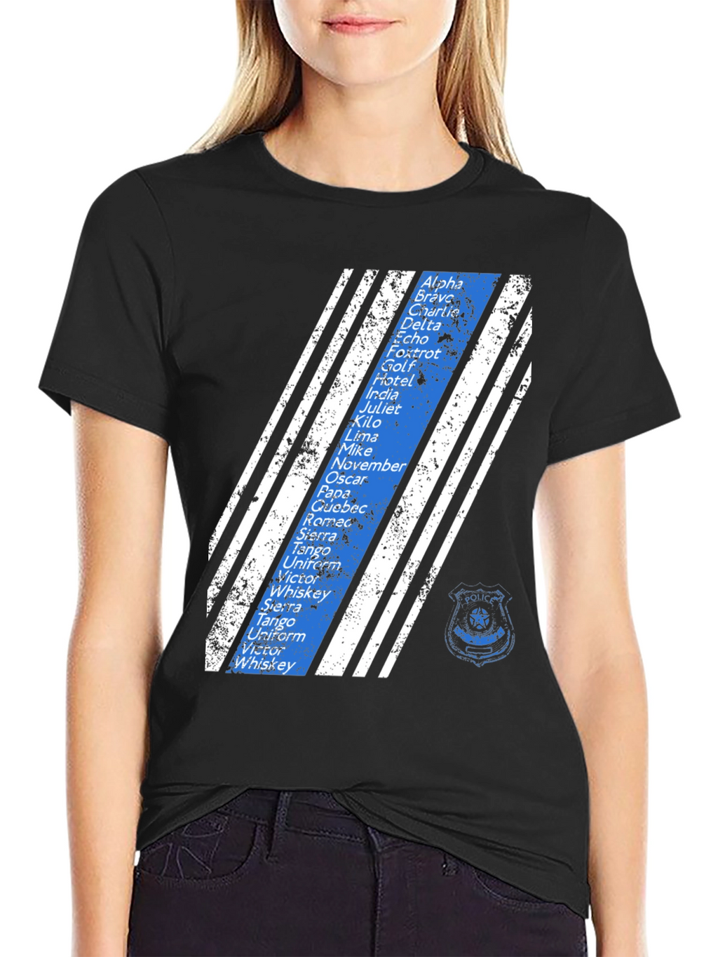 Police Alphabet Thin Blue Line T-Shirt