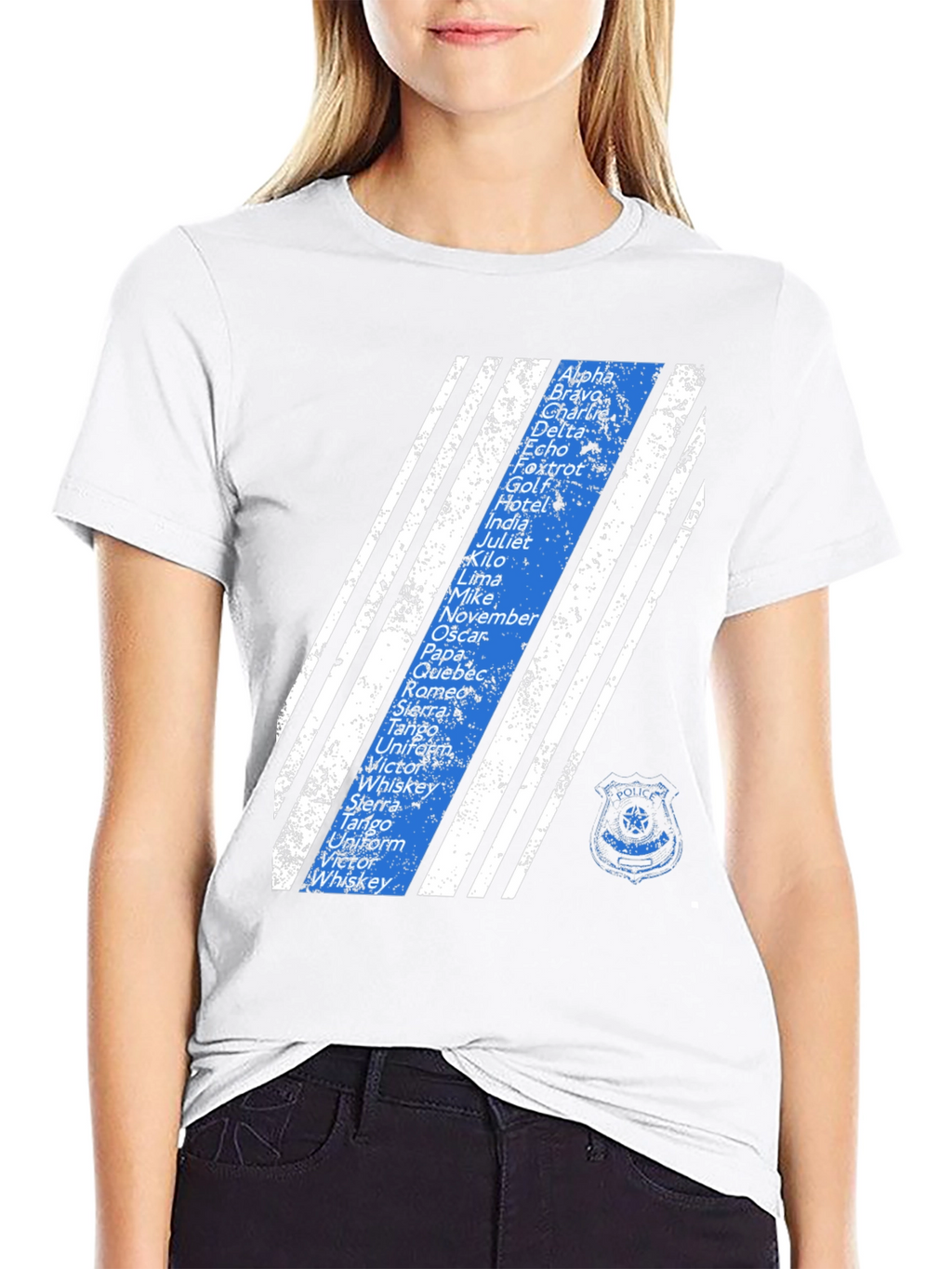 Police Alphabet Thin Blue Line T-Shirt