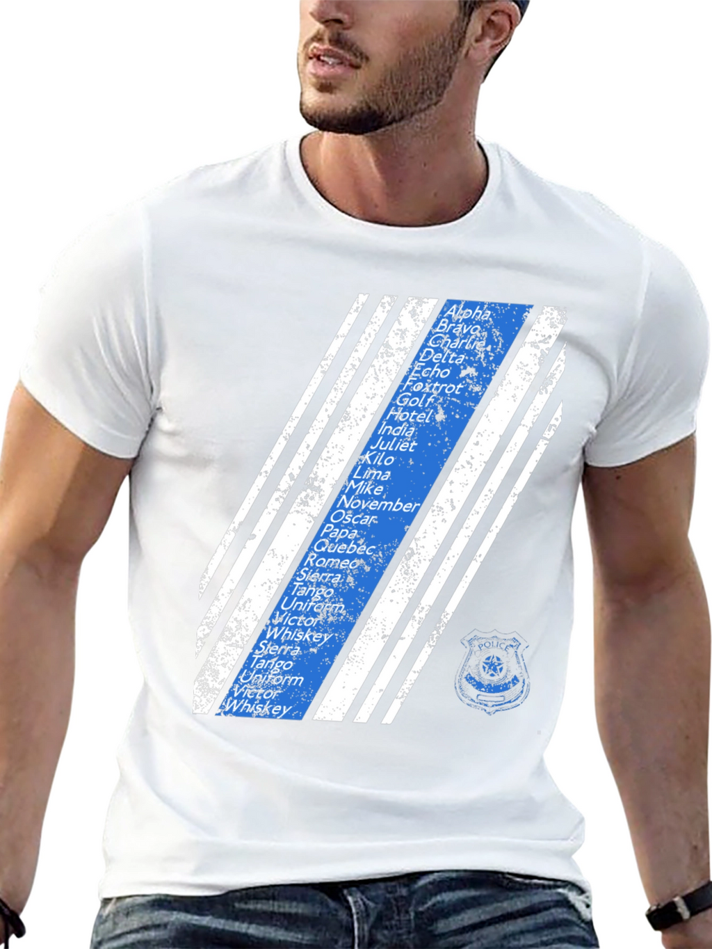 Police Alphabet Thin Blue Line T-Shirt