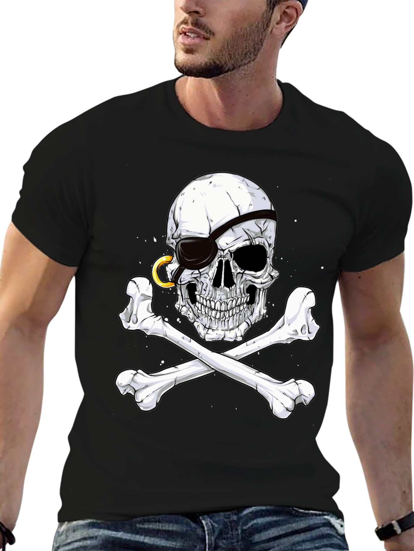 Pirate Skull & Crossbones Graphic Tee - Bold & Edgy Design