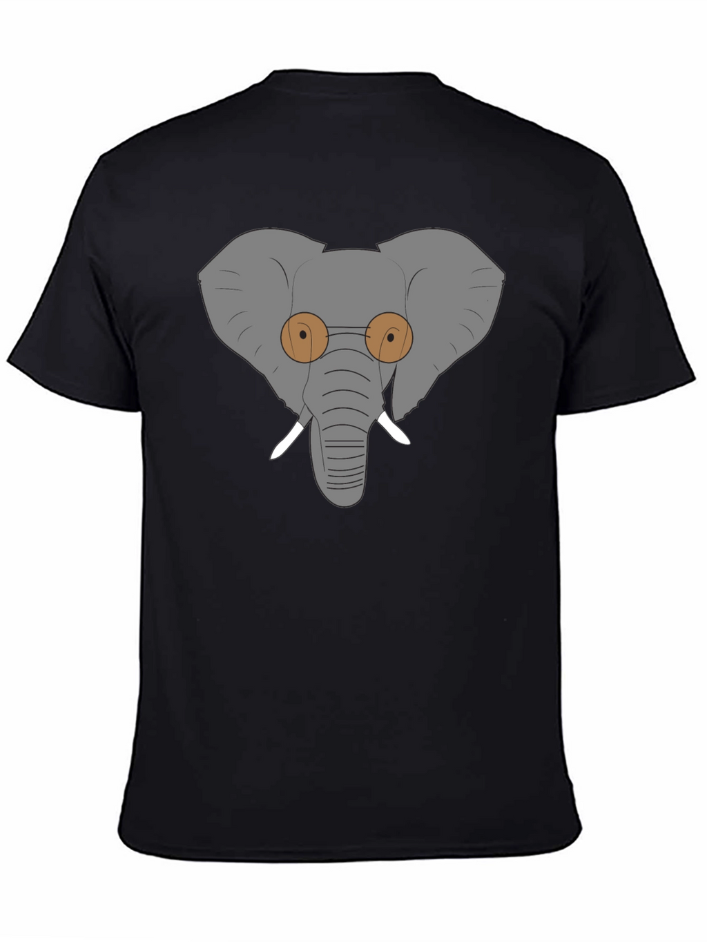 Elephant with Glasses Graphic Tee - Black Cotton
