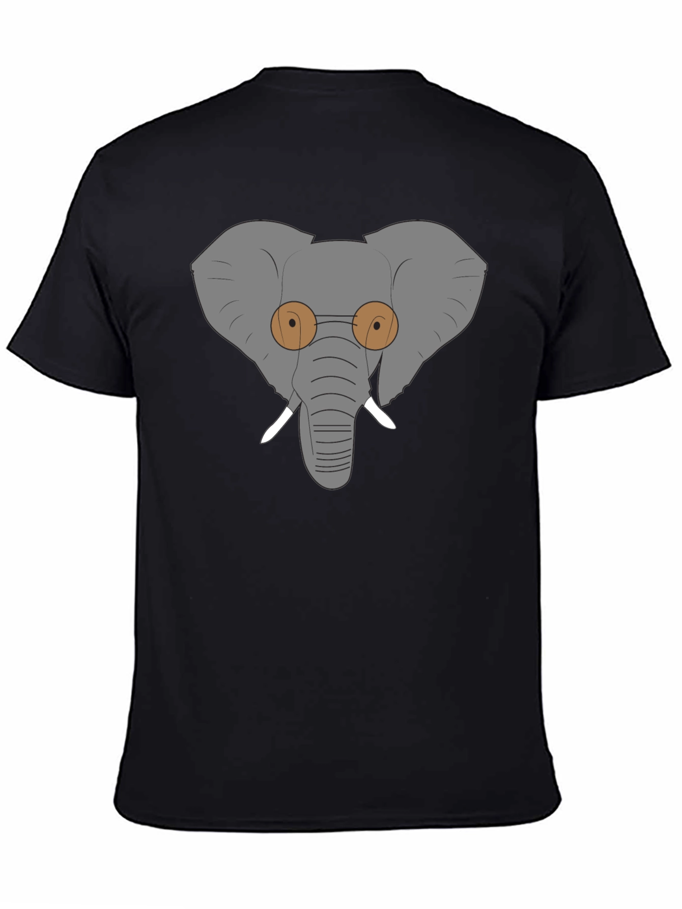 Elephant with Glasses Graphic Tee - Black Cotton