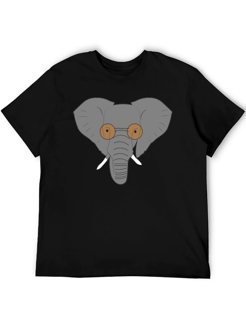 Elephant with Glasses Graphic Tee - Black Cotton
