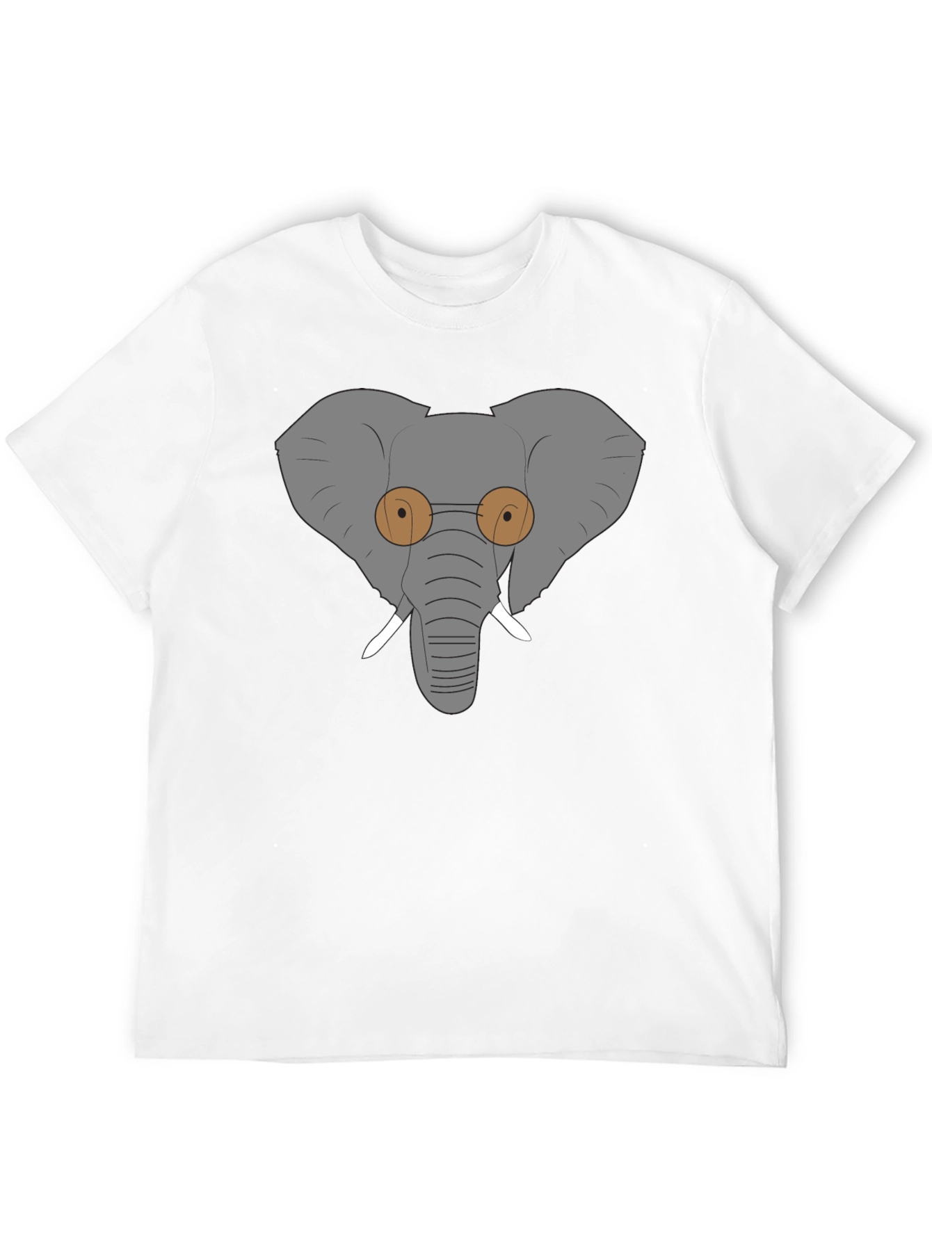 Elephant with Glasses Graphic Tee - Black Cotton