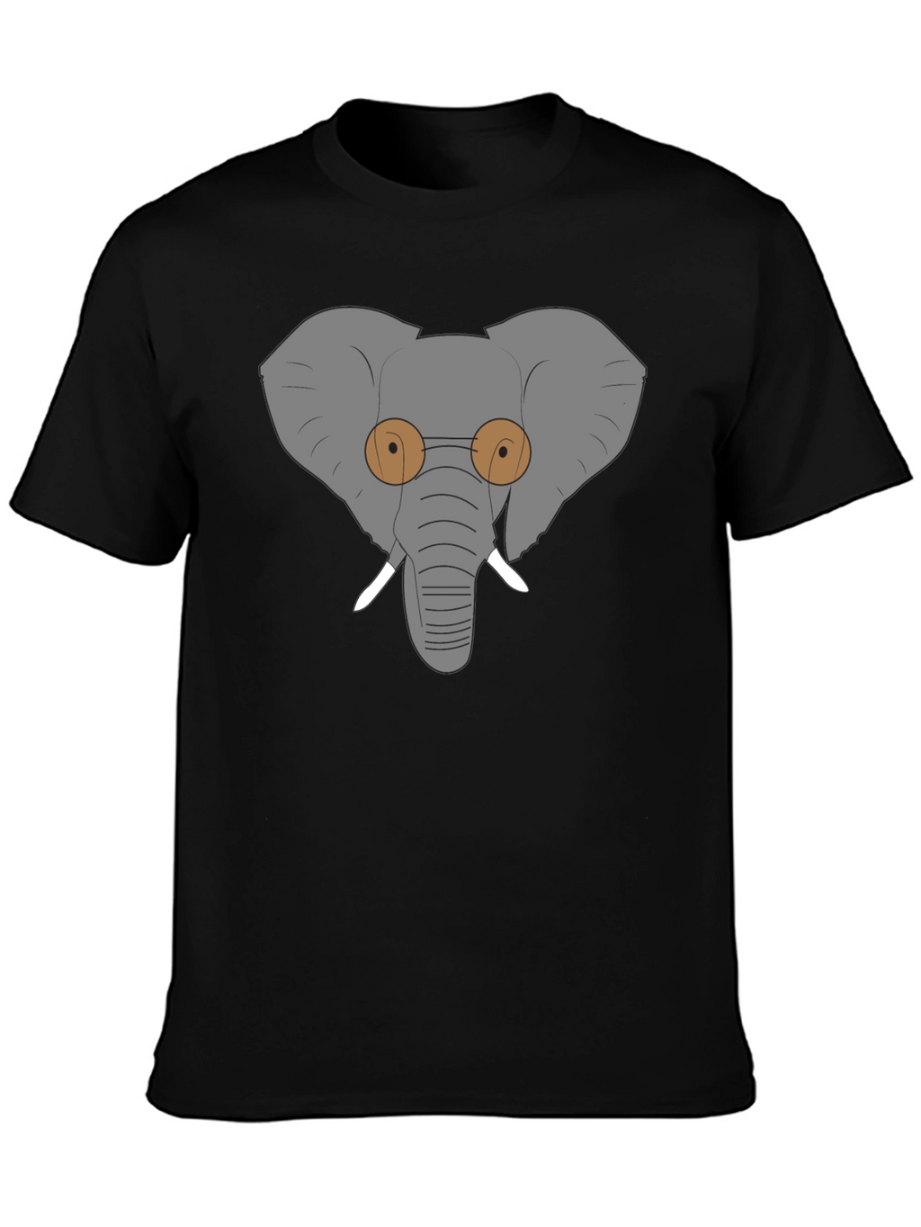 Elephant with Glasses Graphic Tee - Black Cotton