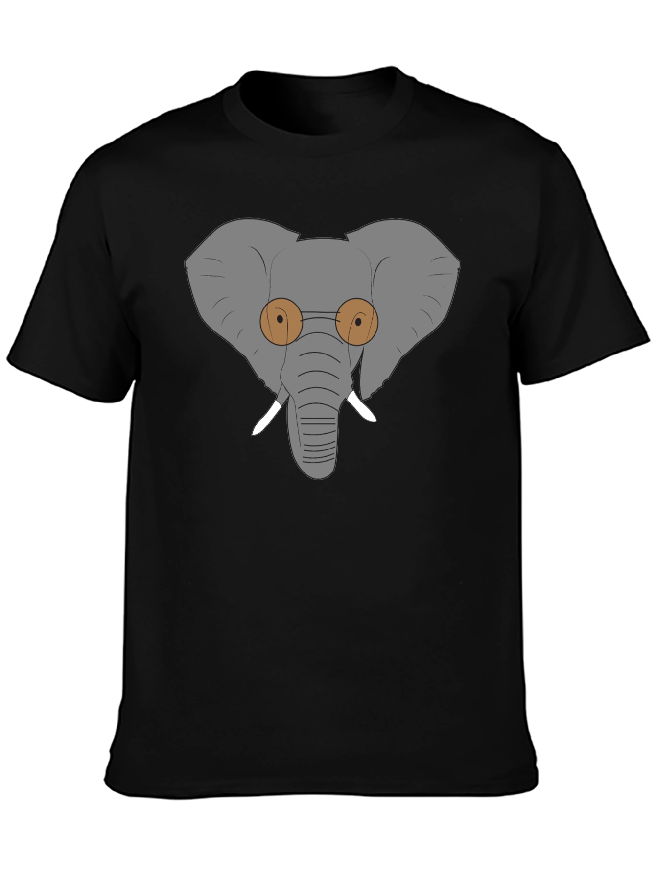 Elephant with Glasses Graphic Tee - Black Cotton