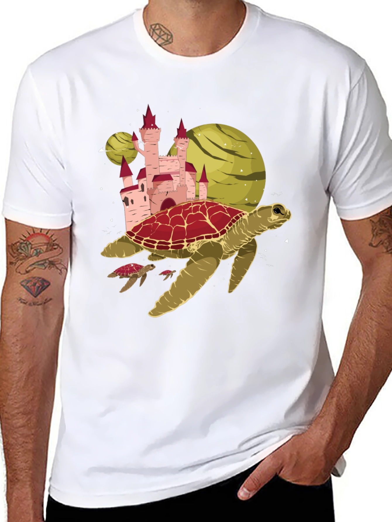Turtle Planet Castle Black Tee