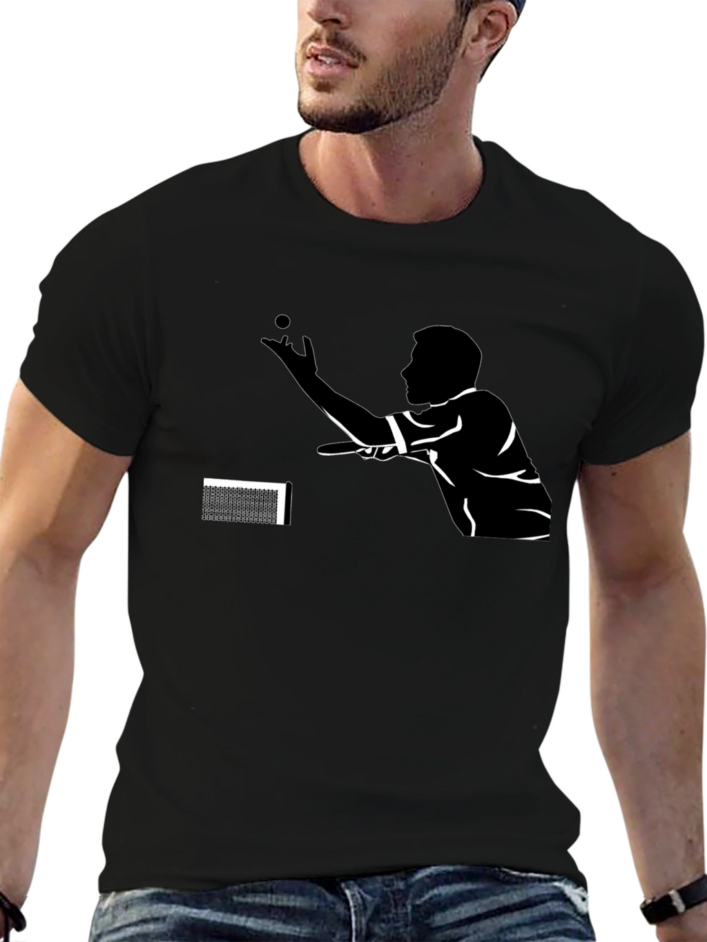 Table Tennis Player Black T-Shirt