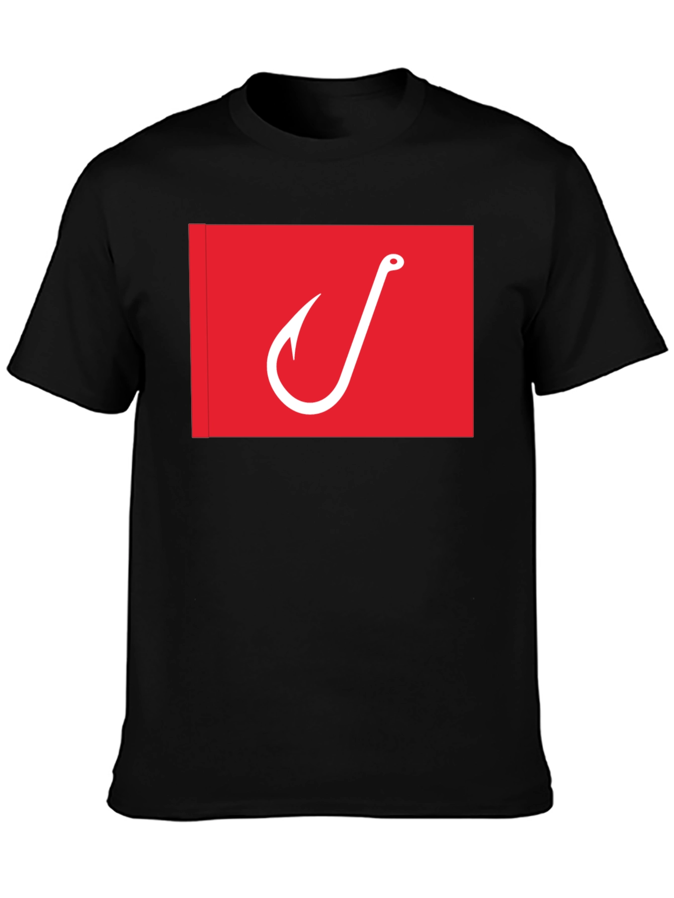Fishing Hook Graphic Tee - Red on Black