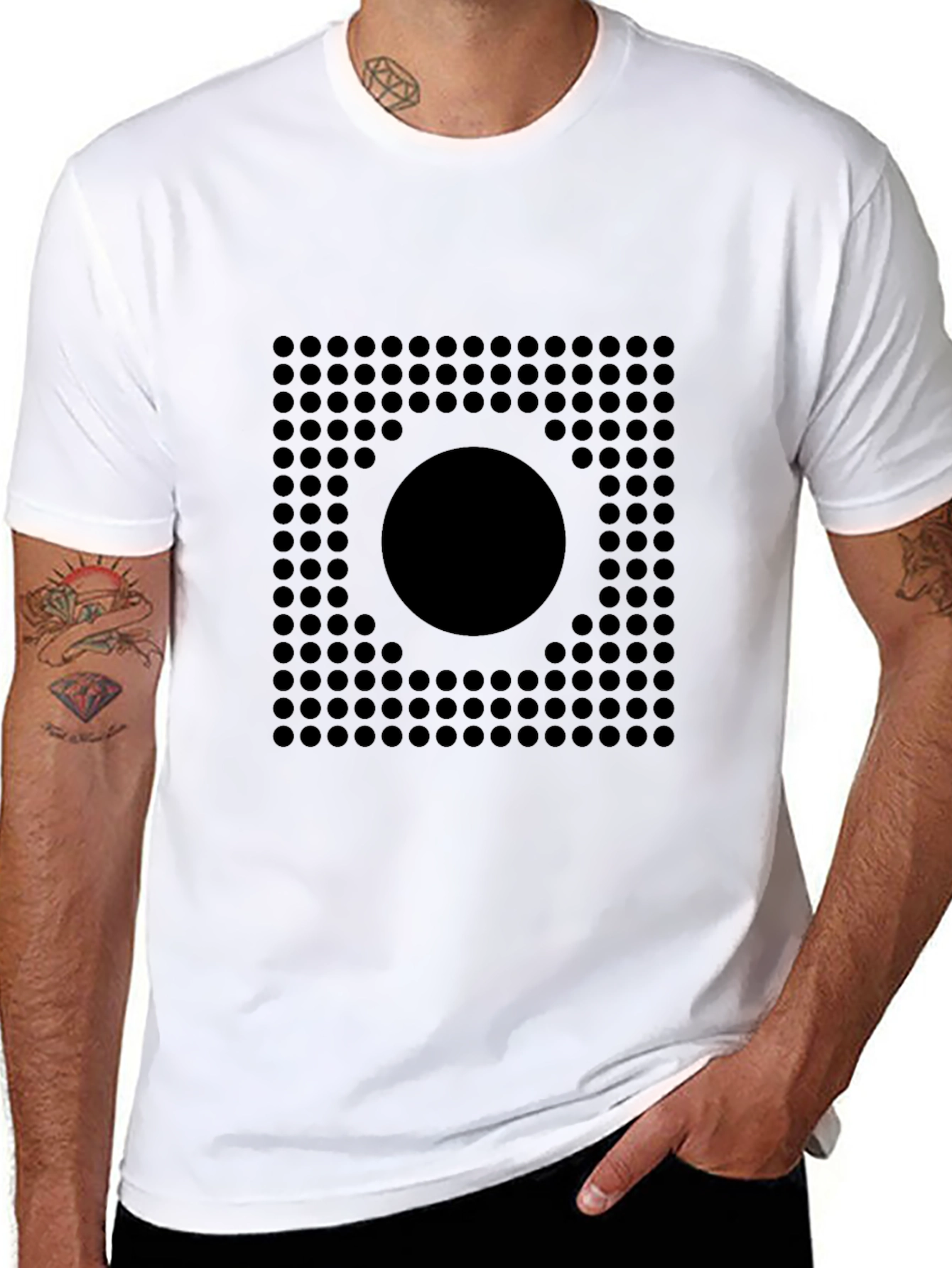 Geometric Circle Grid Graphic Tee