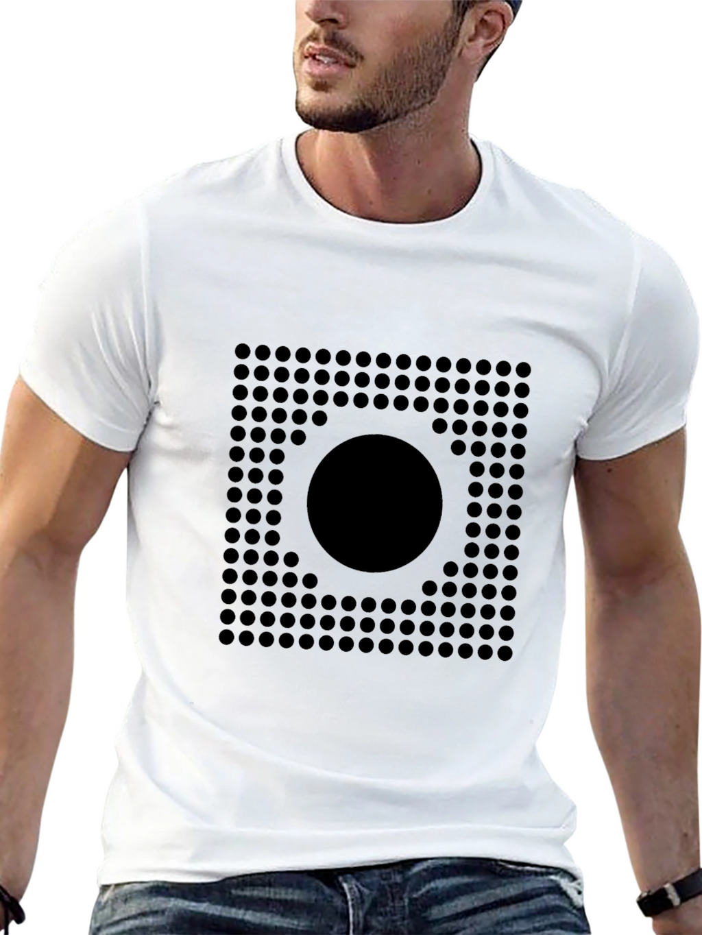 Geometric Circle Grid Graphic Tee