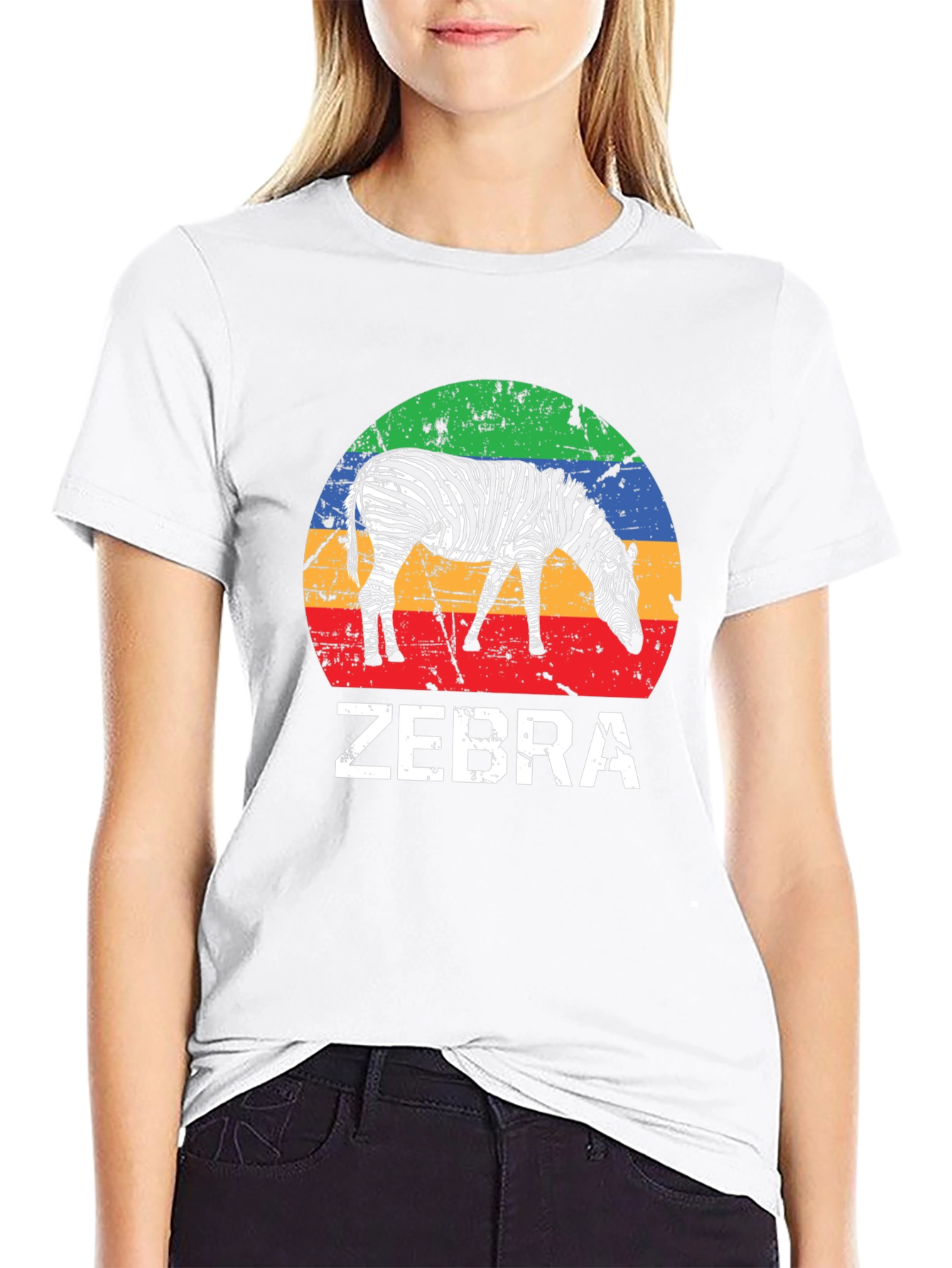 Zebra Graphic Tee - Retro Sunset Design