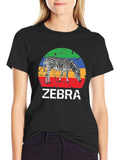 Zebra Graphic Tee - Retro Sunset Design