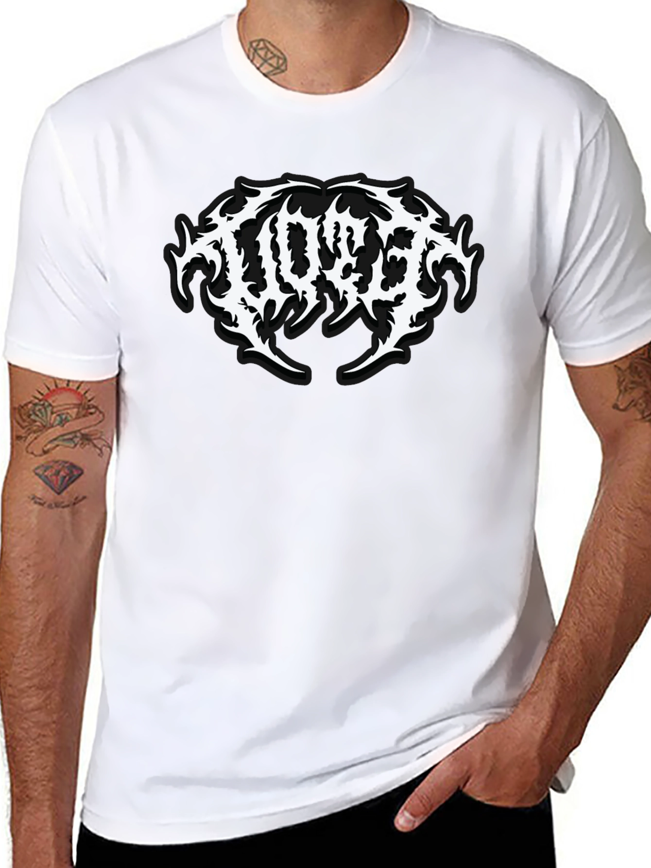 Black Graphic Tee with Metal Band Logo