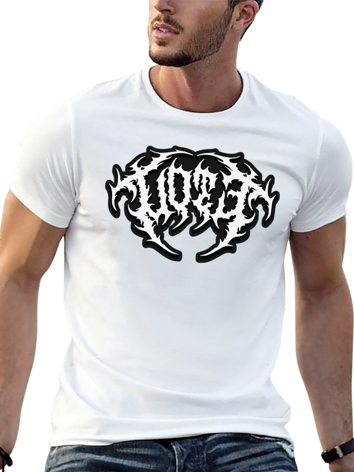 Black Graphic Tee with Metal Band Logo