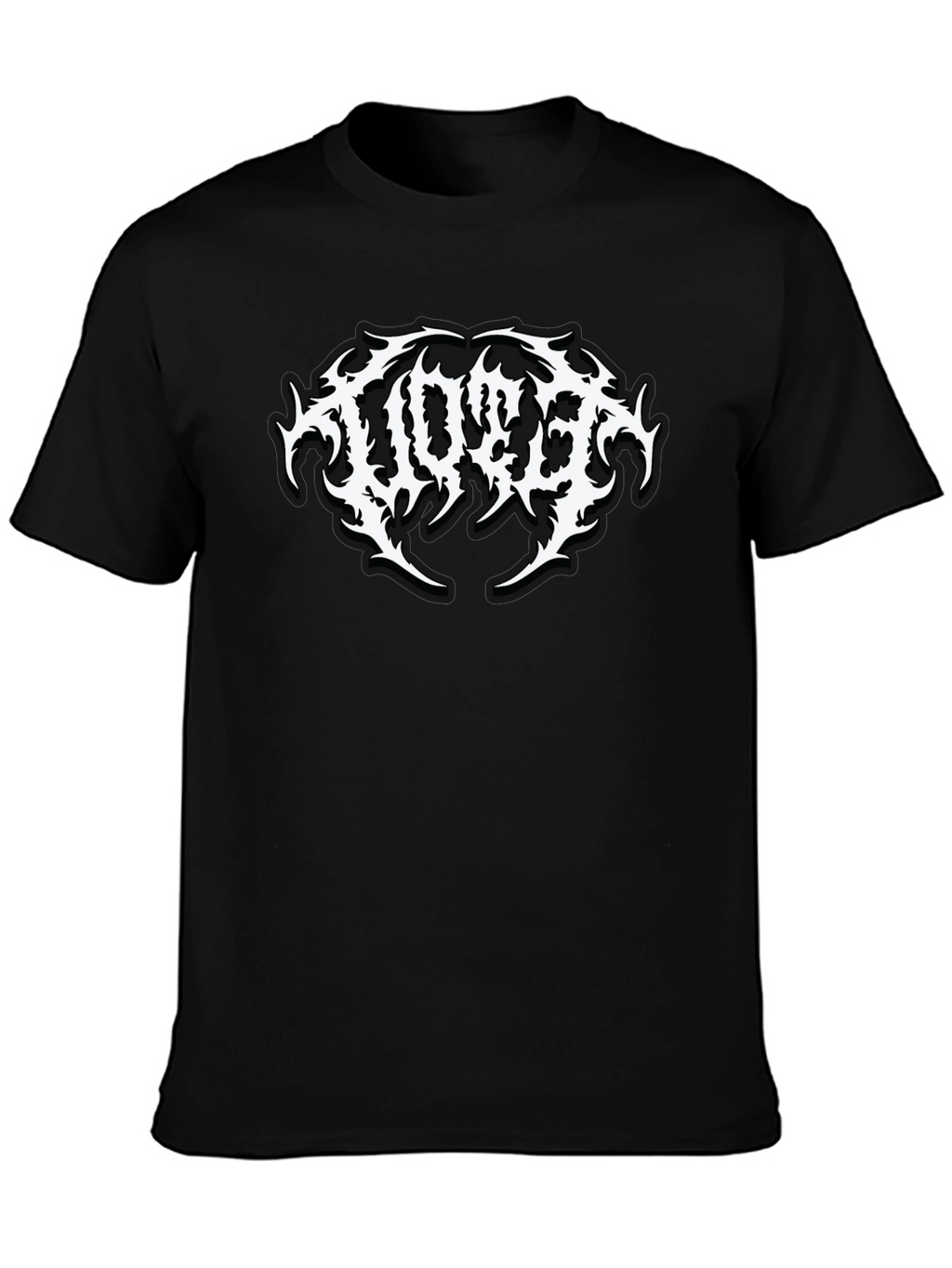 Black Graphic Tee with Metal Band Logo