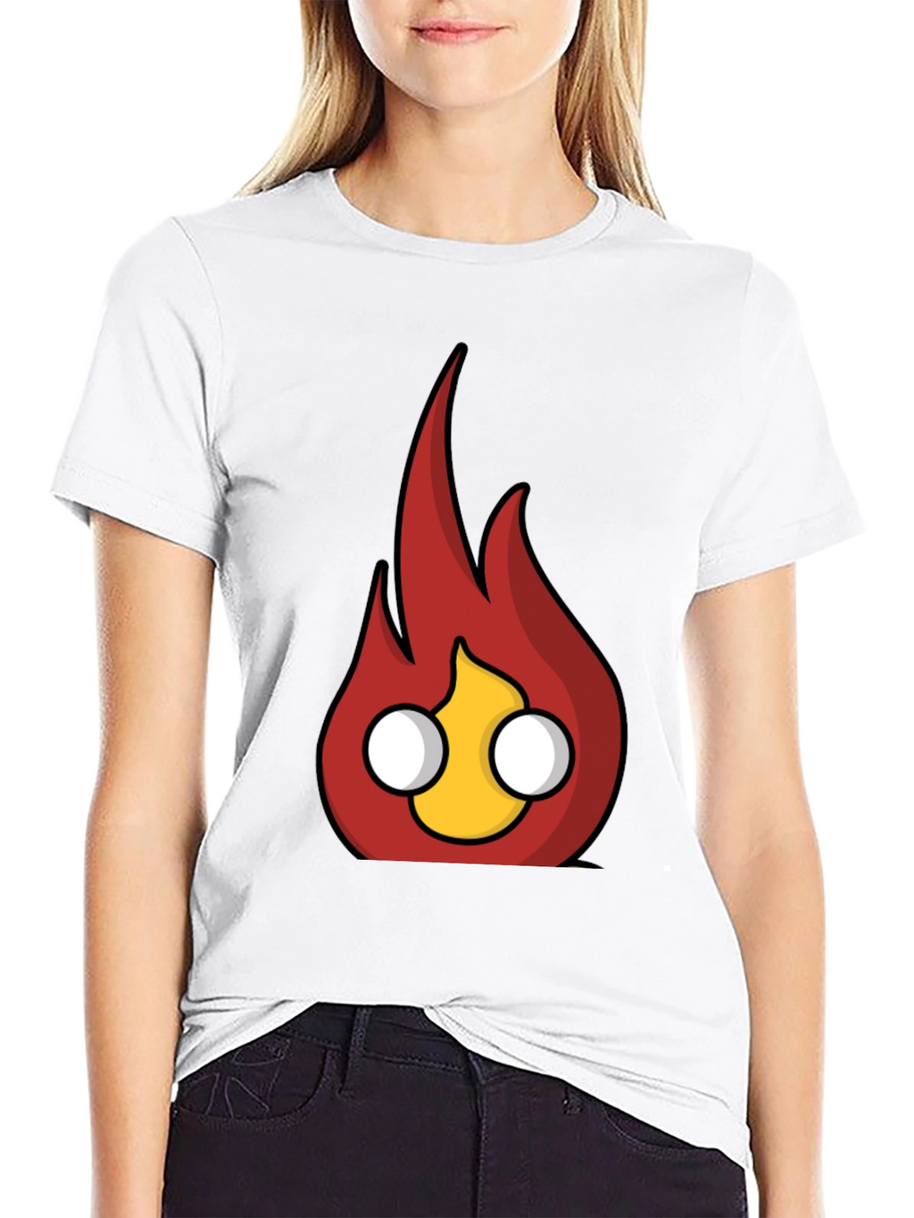 Flame Character Graphic Black T-Shirt