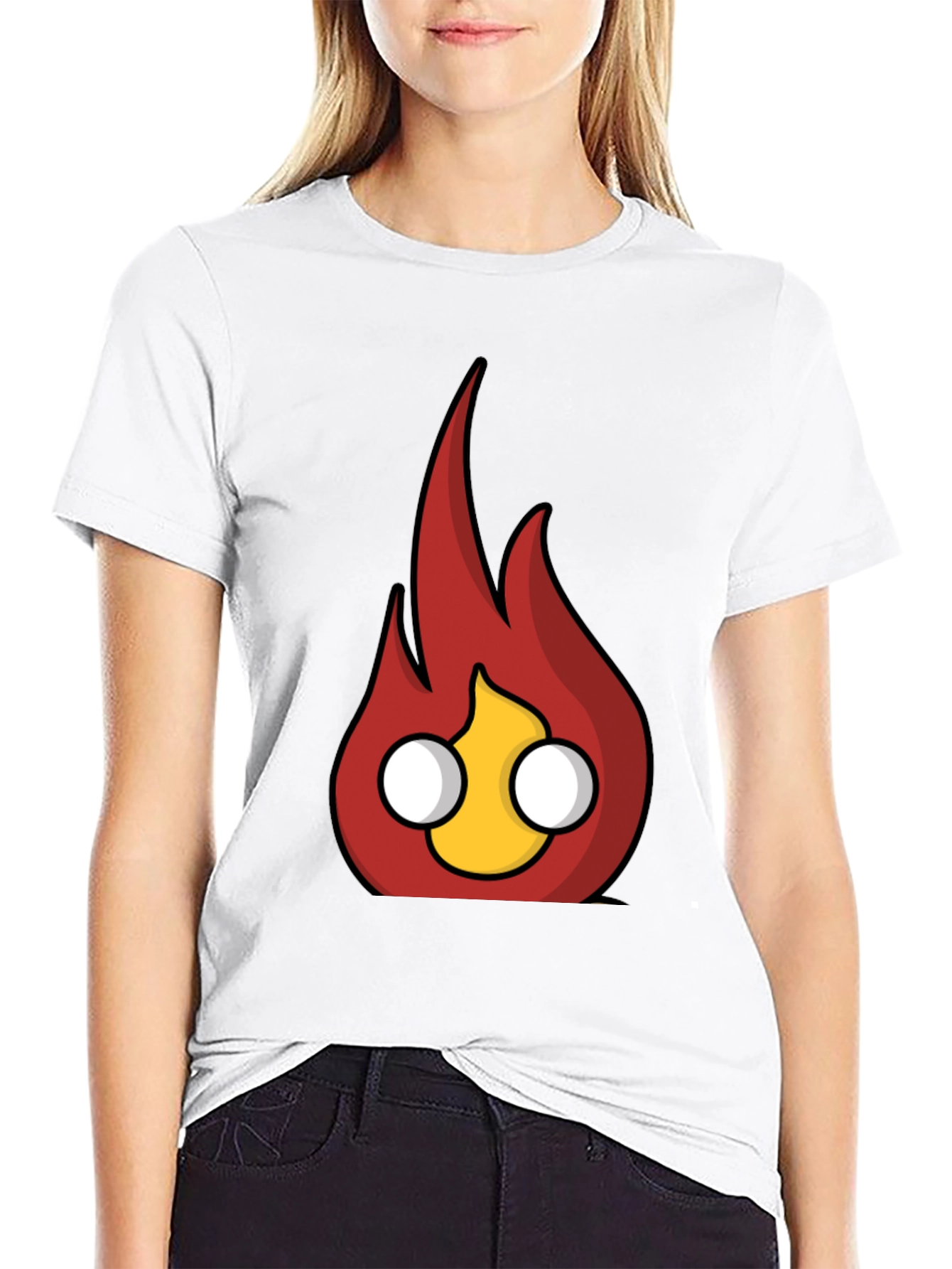 Flame Character Graphic Black T-Shirt