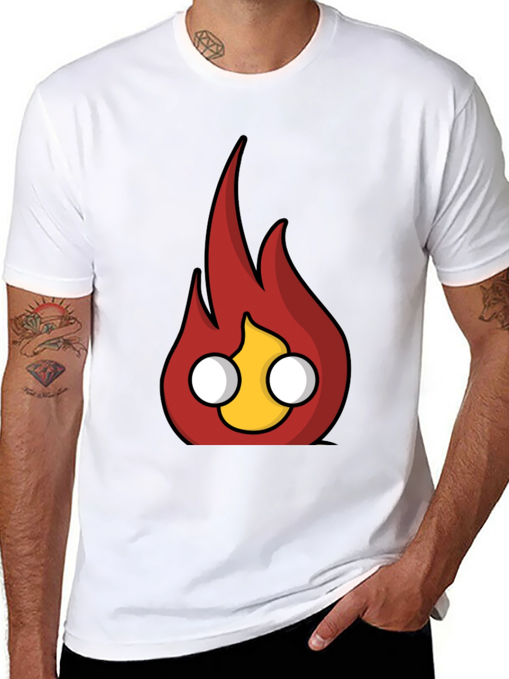 Flame Character Graphic Black T-Shirt