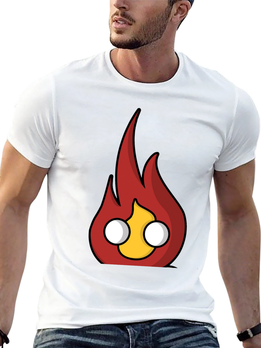 Flame Character Graphic Black T-Shirt