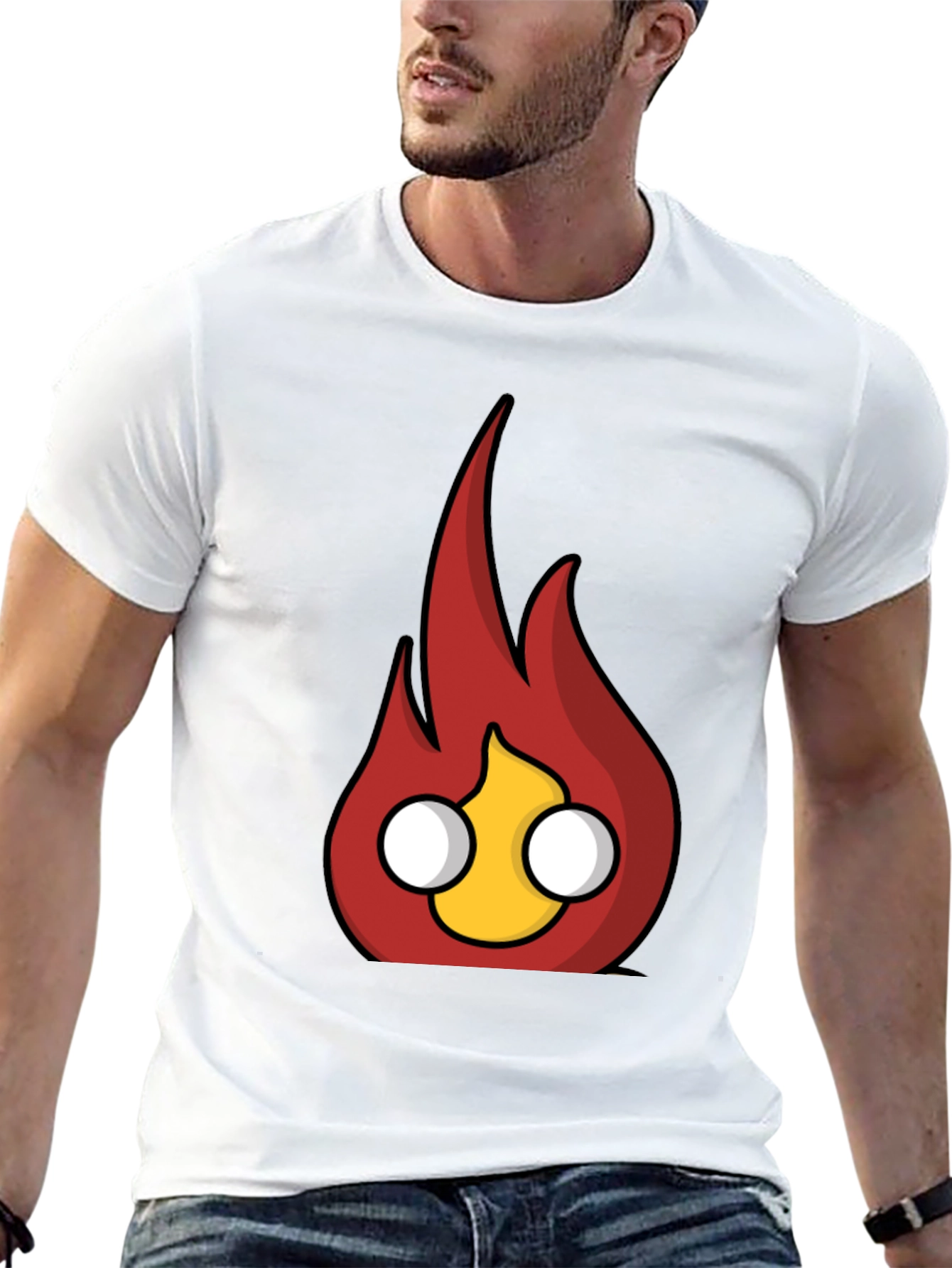Flame Character Graphic Black T-Shirt