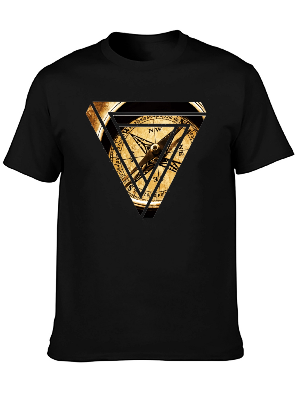 Compass Triangle Graphic Tee - Black Cotton Blend