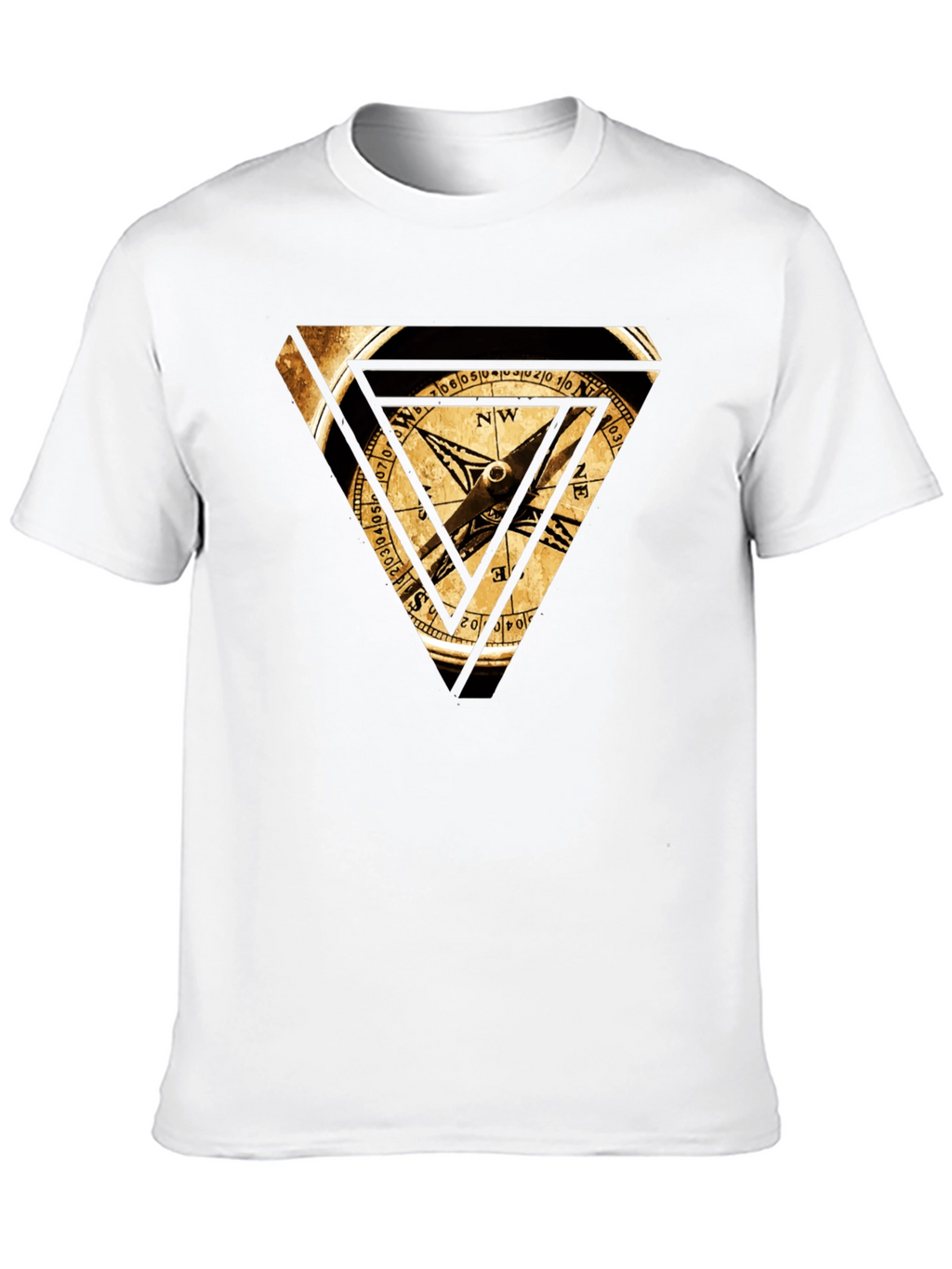 Compass Triangle Graphic Tee - Black Cotton Blend