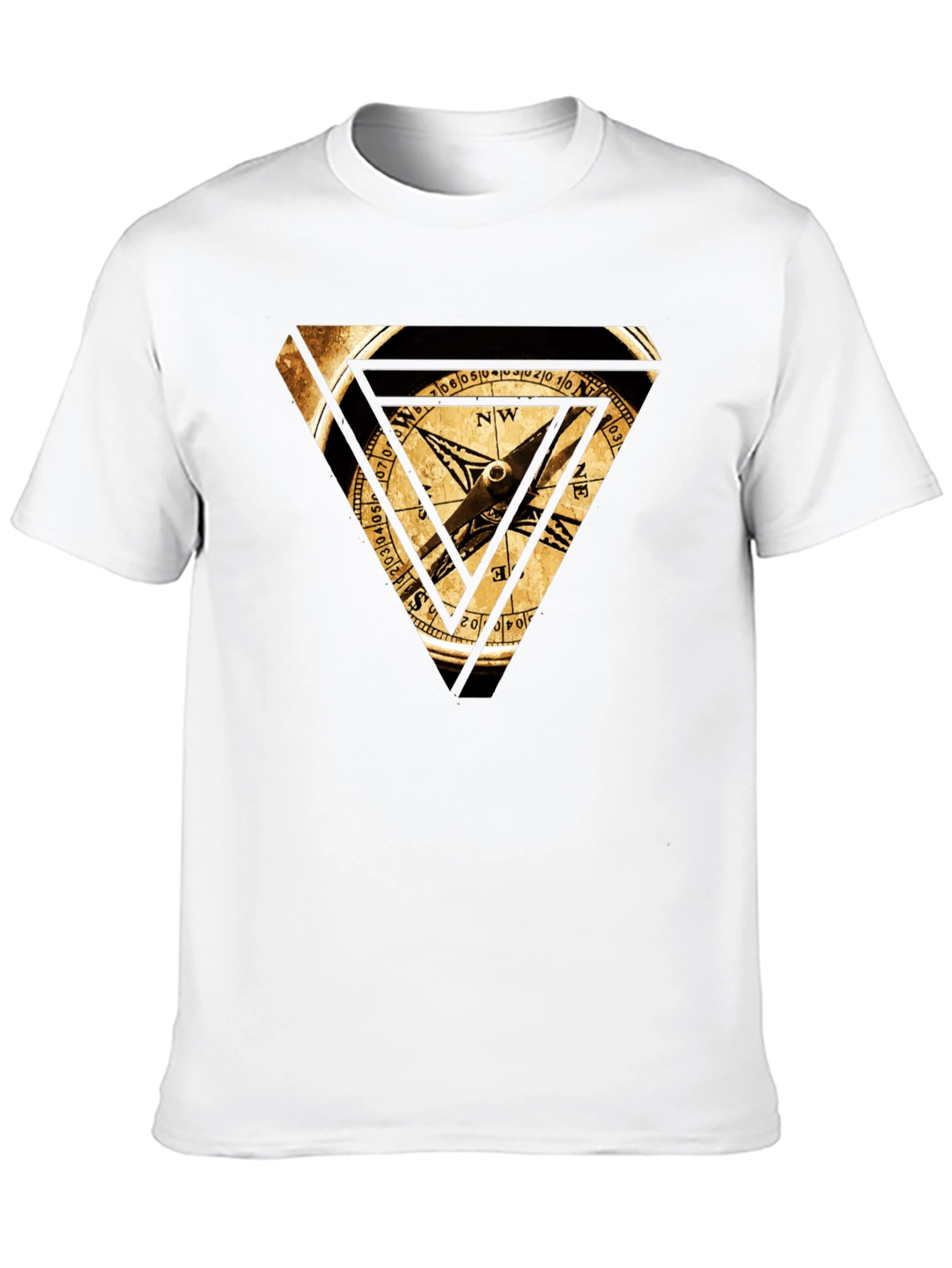 Compass Triangle Graphic Tee - Black Cotton Blend