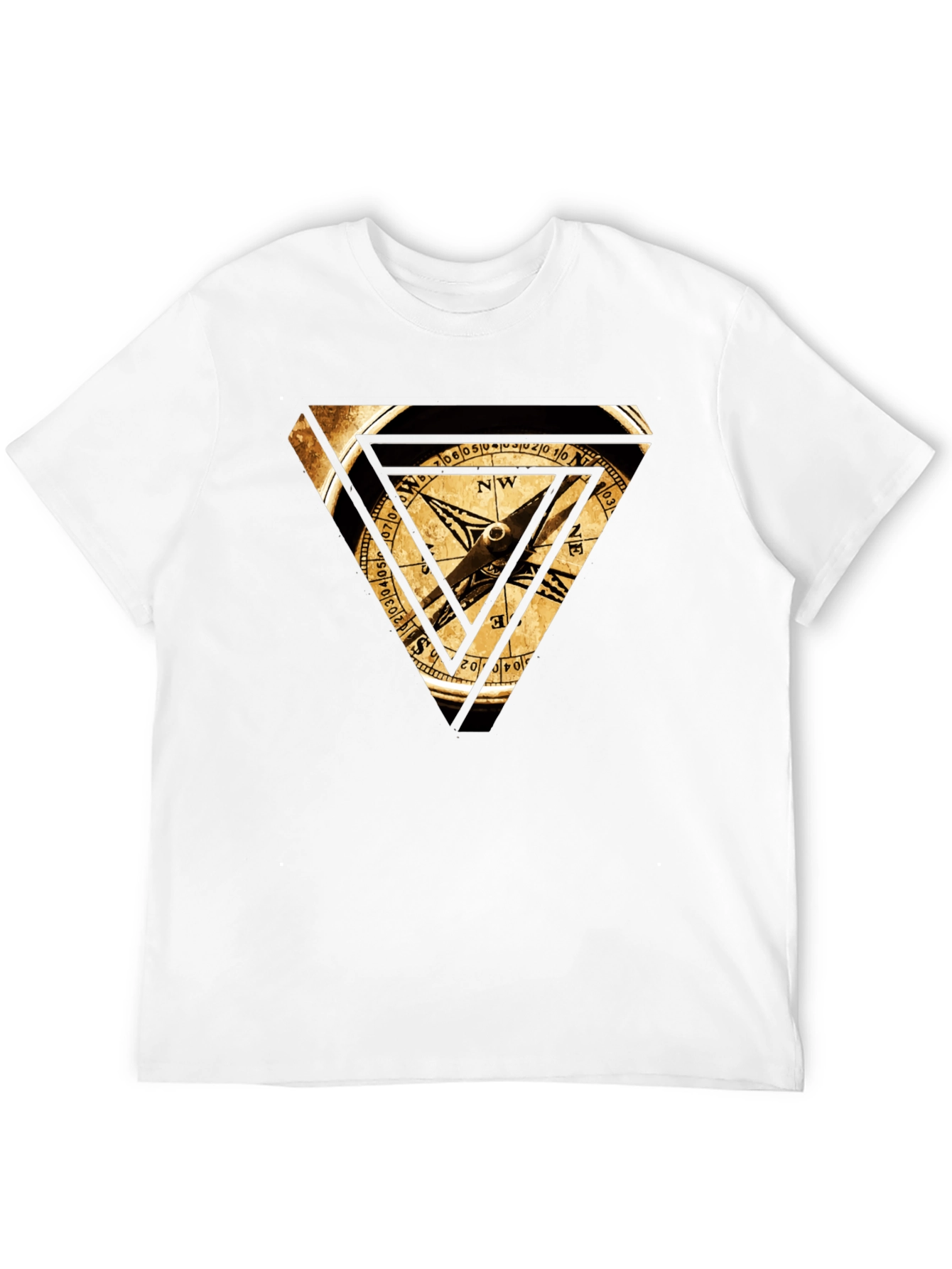 Compass Triangle Graphic Tee - Black Cotton Blend