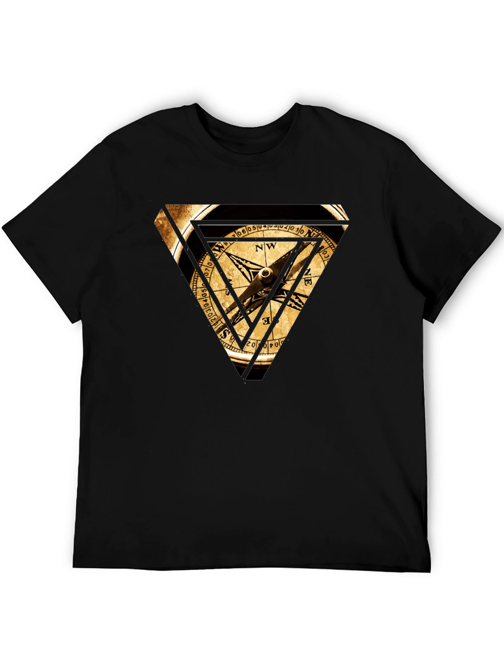 Compass Triangle Graphic Tee - Black Cotton Blend