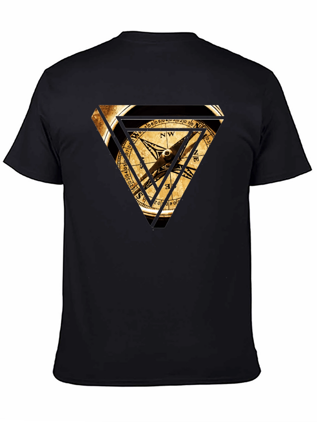Compass Triangle Graphic Tee - Black Cotton Blend