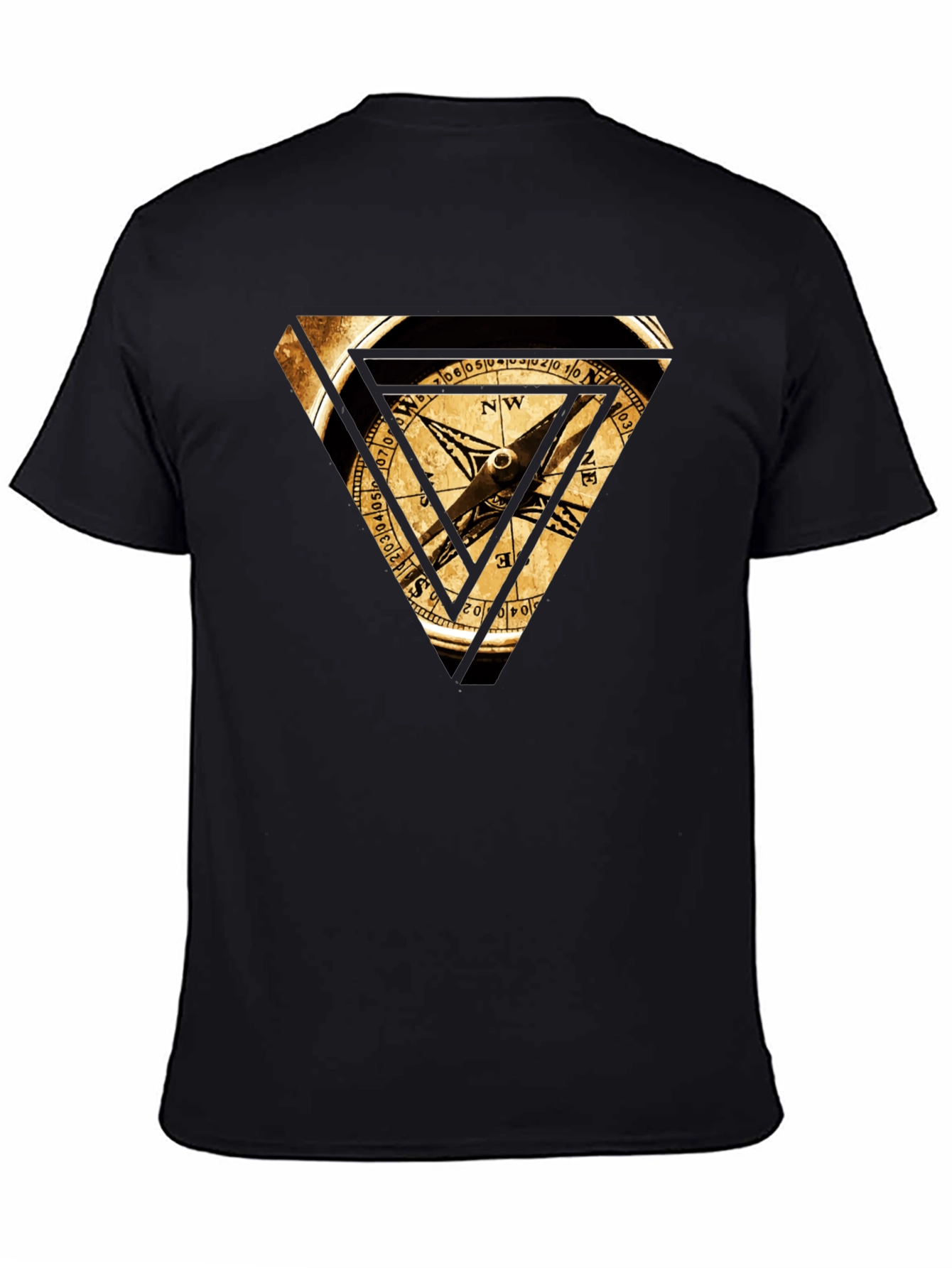 Compass Triangle Graphic Tee - Black Cotton Blend