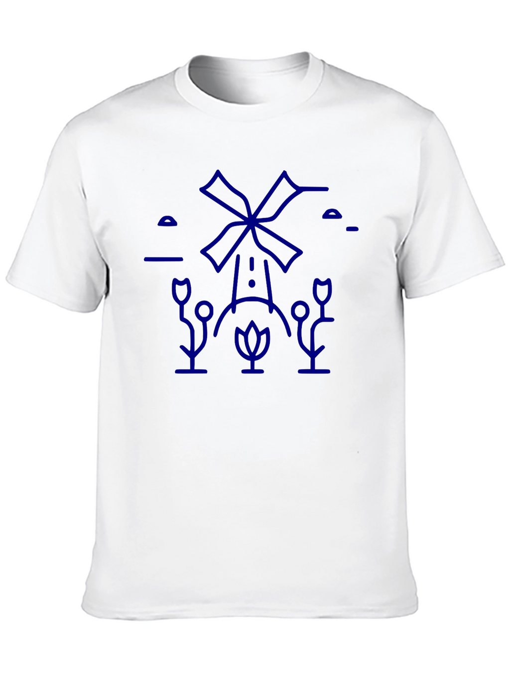 Black T-Shirt with Blue Windmill Graphic