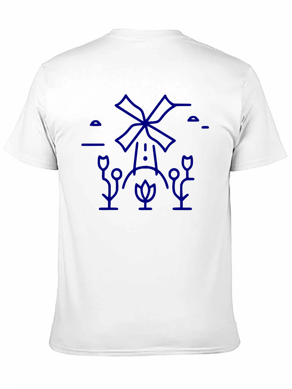 Black T-Shirt with Blue Windmill Graphic