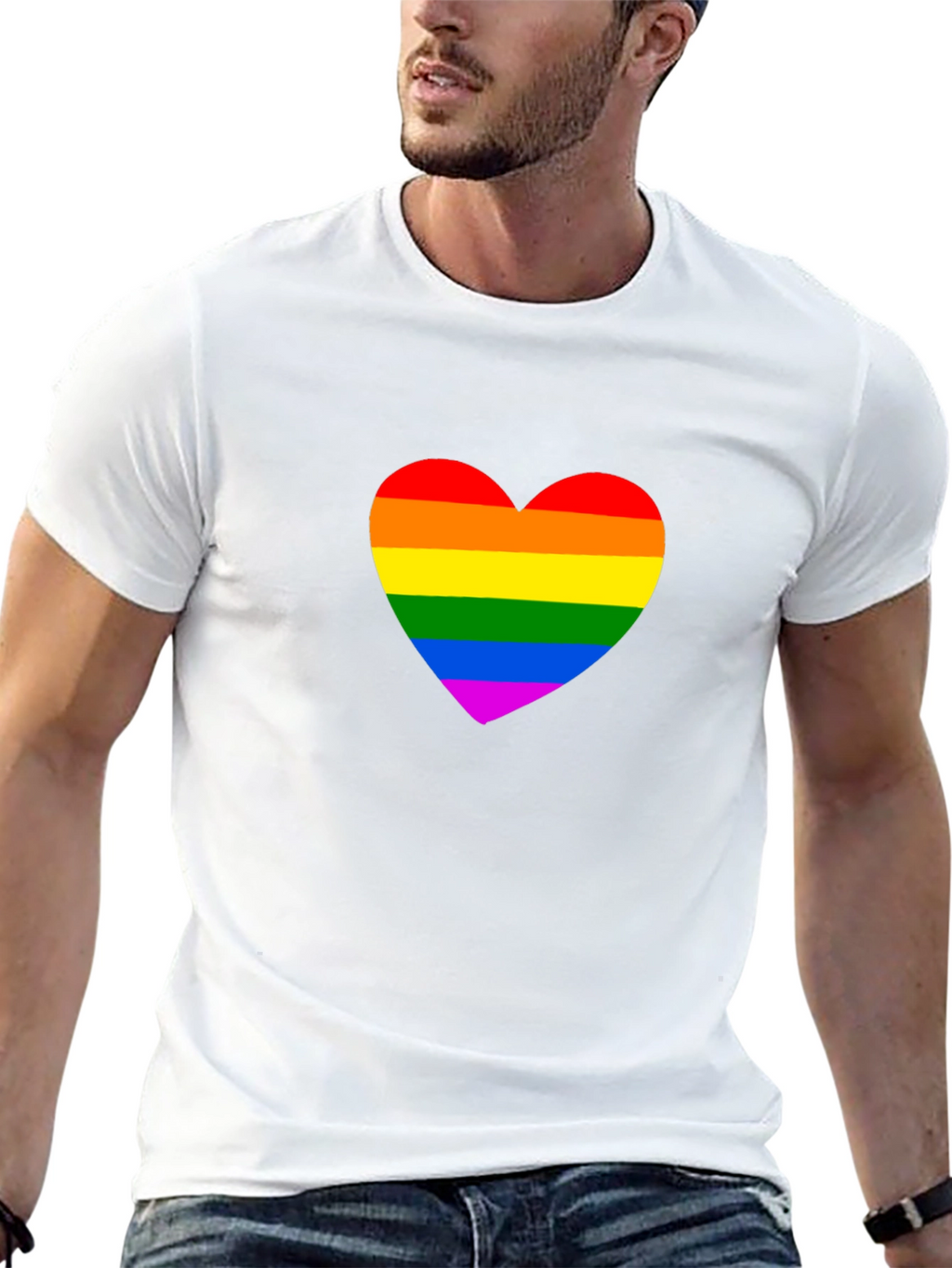 Rainbow Heart Graphic Black T-Shirt