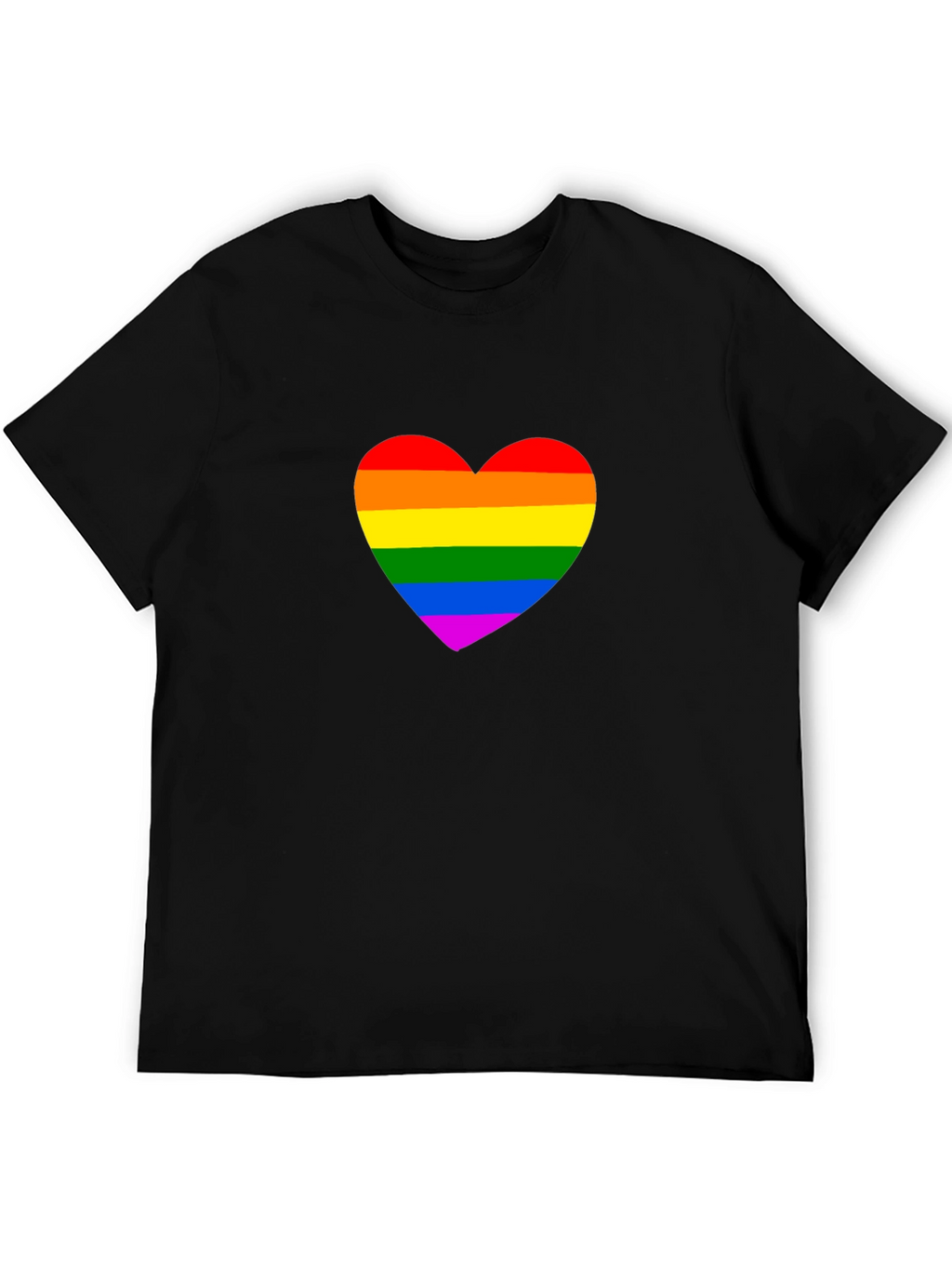 Rainbow Heart Graphic Black T-Shirt
