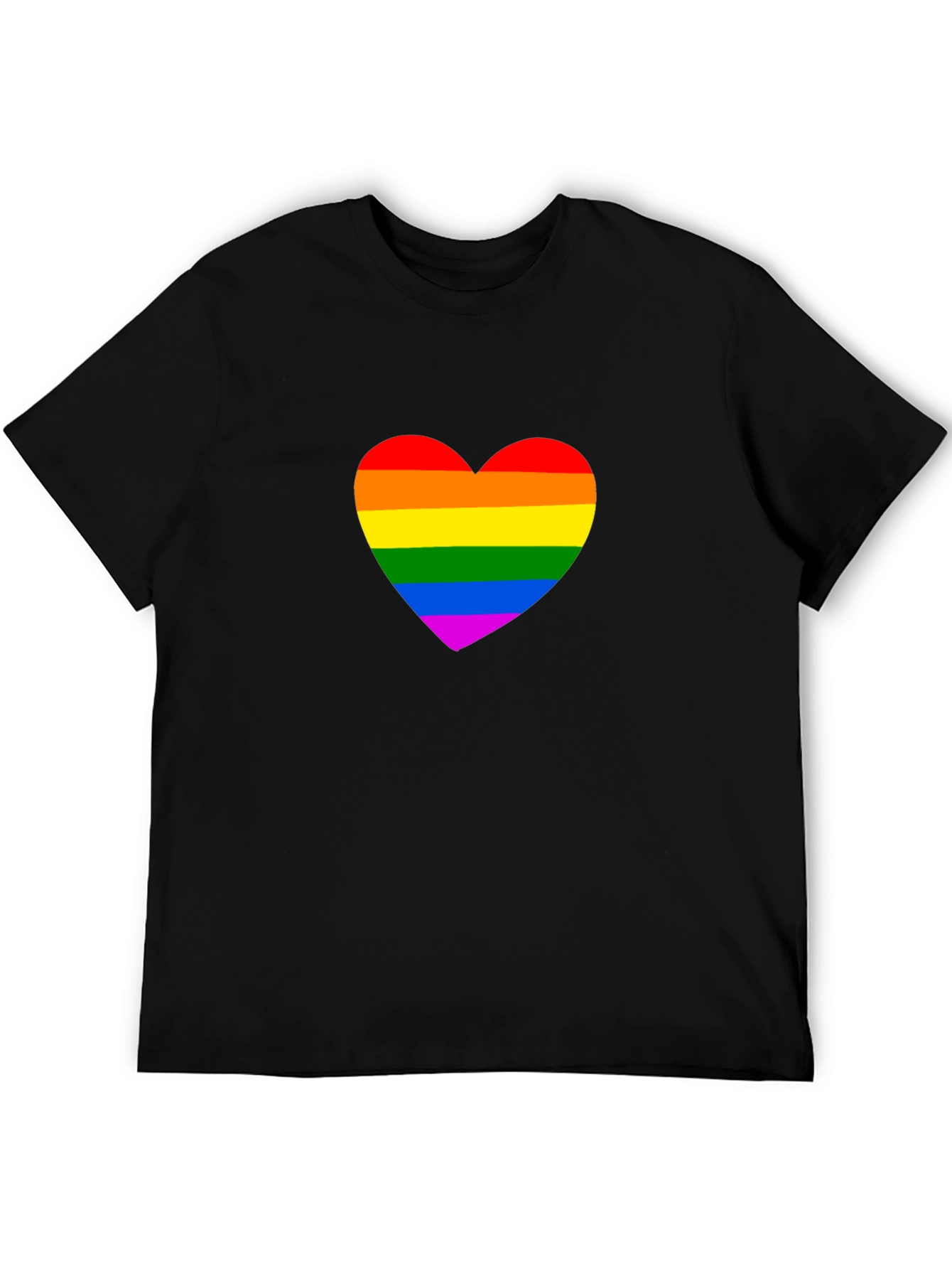 Rainbow Heart Graphic Black T-Shirt